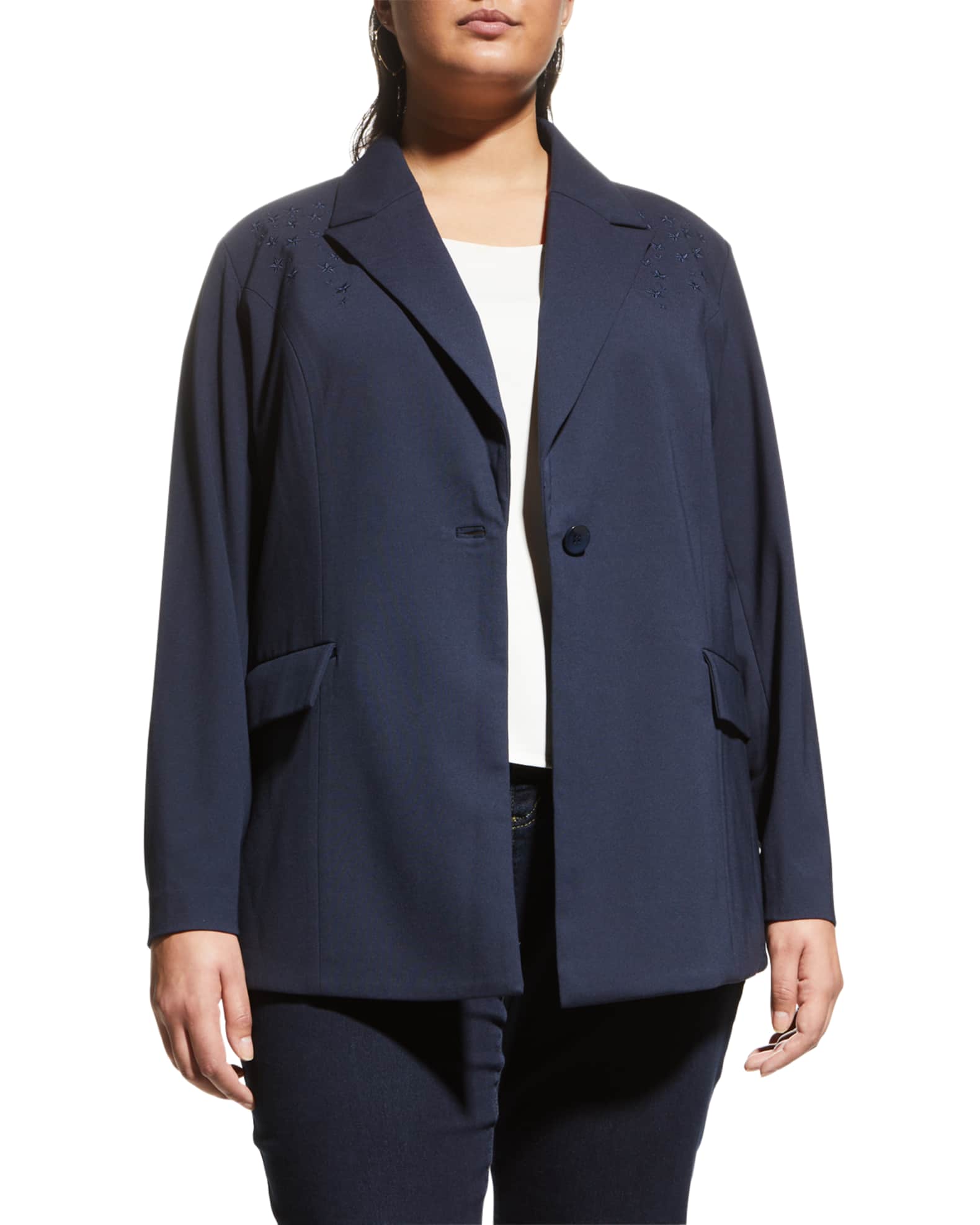 CAPSULE 121 Plus Size Star Embroidered Jacket Neiman Marcus