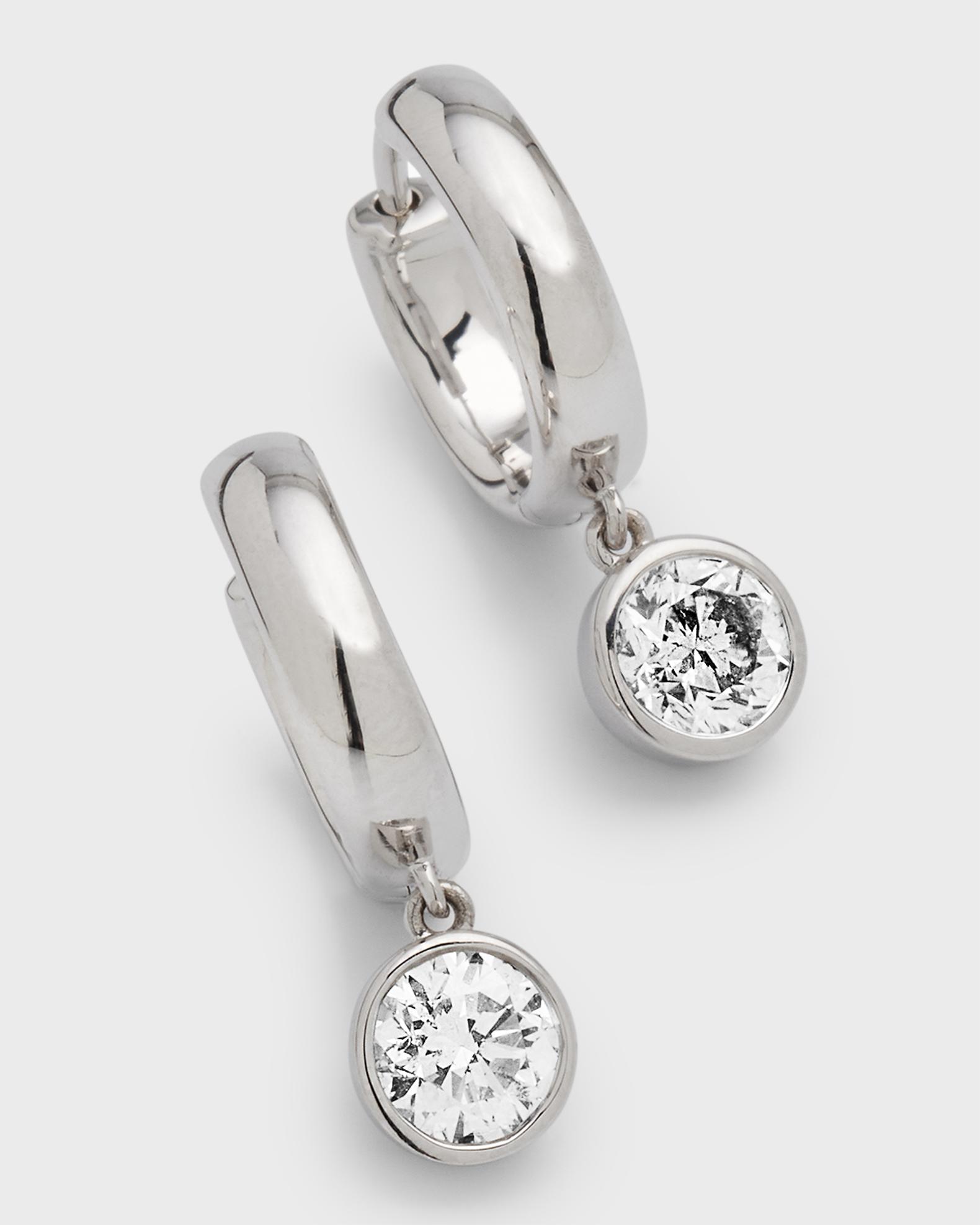 Huggie Ohrringe Für Männer Men's Neymar BLING 18mm AAA Quality 12 Zirconia 18K White Gold Huggie Earrings Kristall Ohrringe Silber