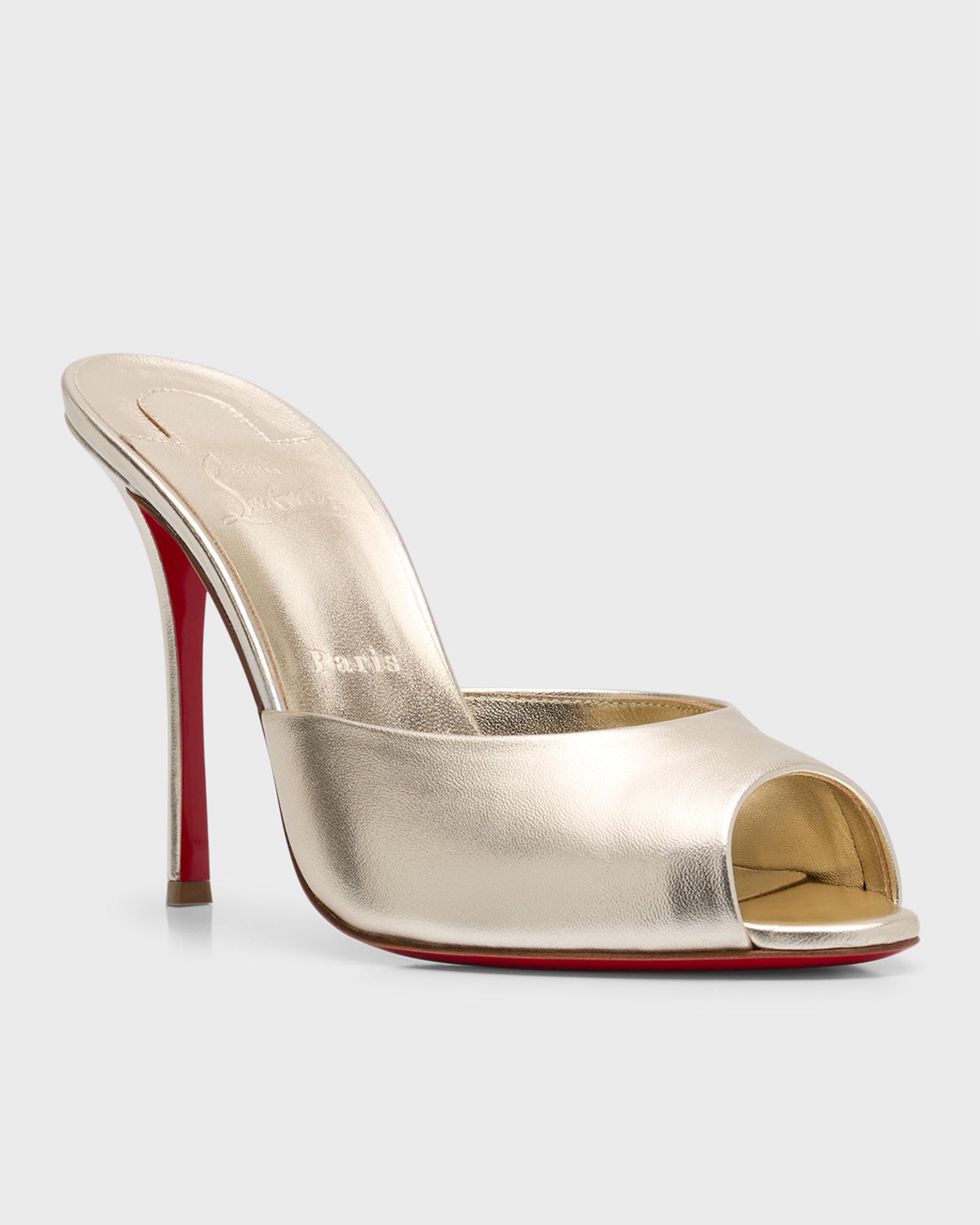 Christian Louboutin Silver Mirror Leather Double Strap Slide Sandals CHRISTIAN LOUBOUTIN Miss Z 100 metallic leather sandals  main image 2