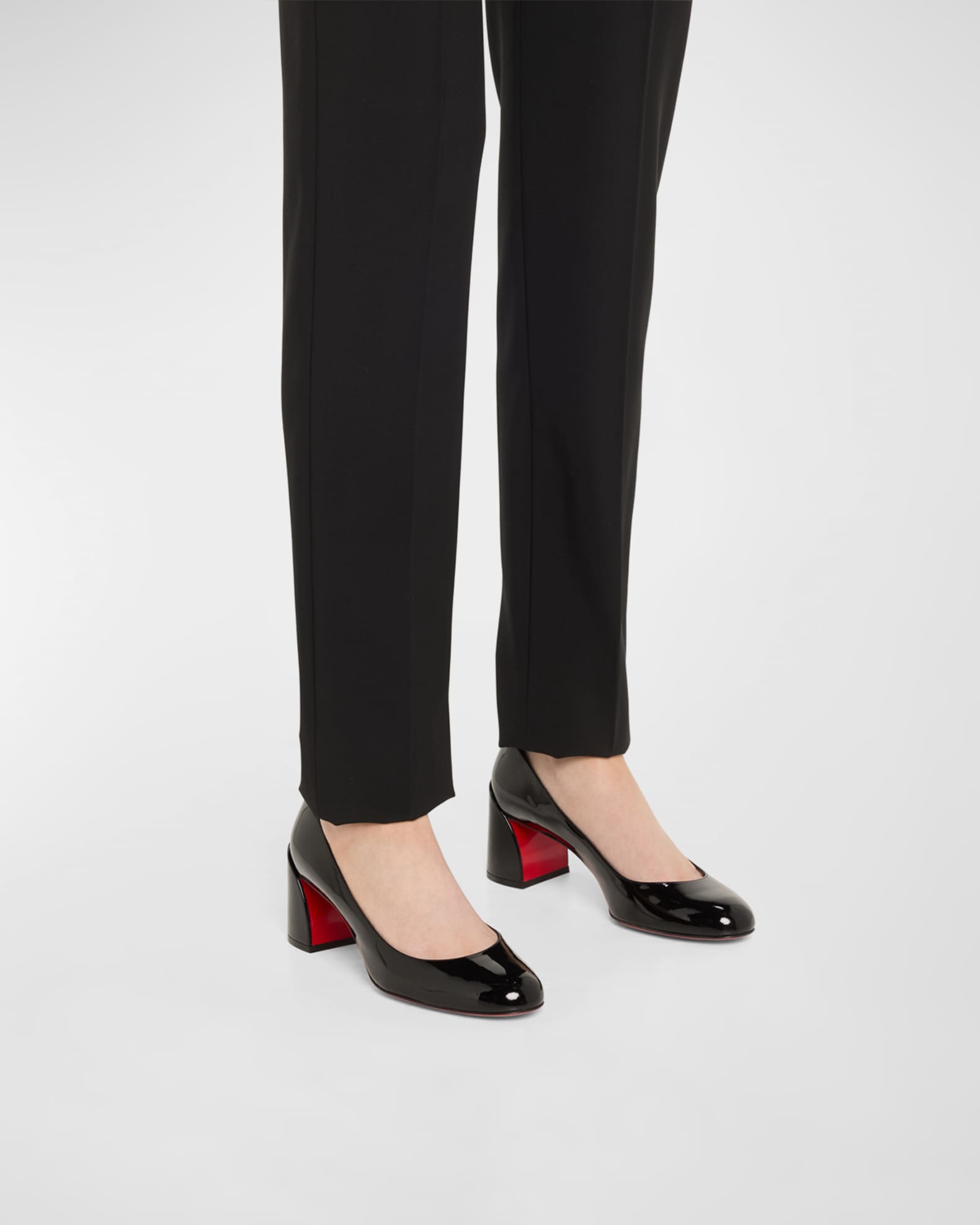 corneille asymmetric patent red sole pumps