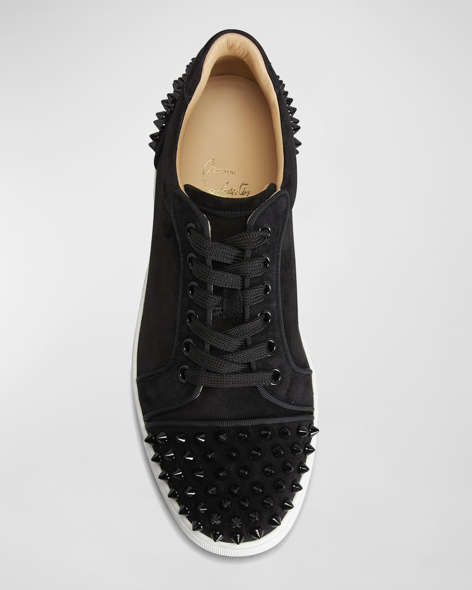 Christian Louboutin Vieira Spike Suede Low Top Sneakers Neiman