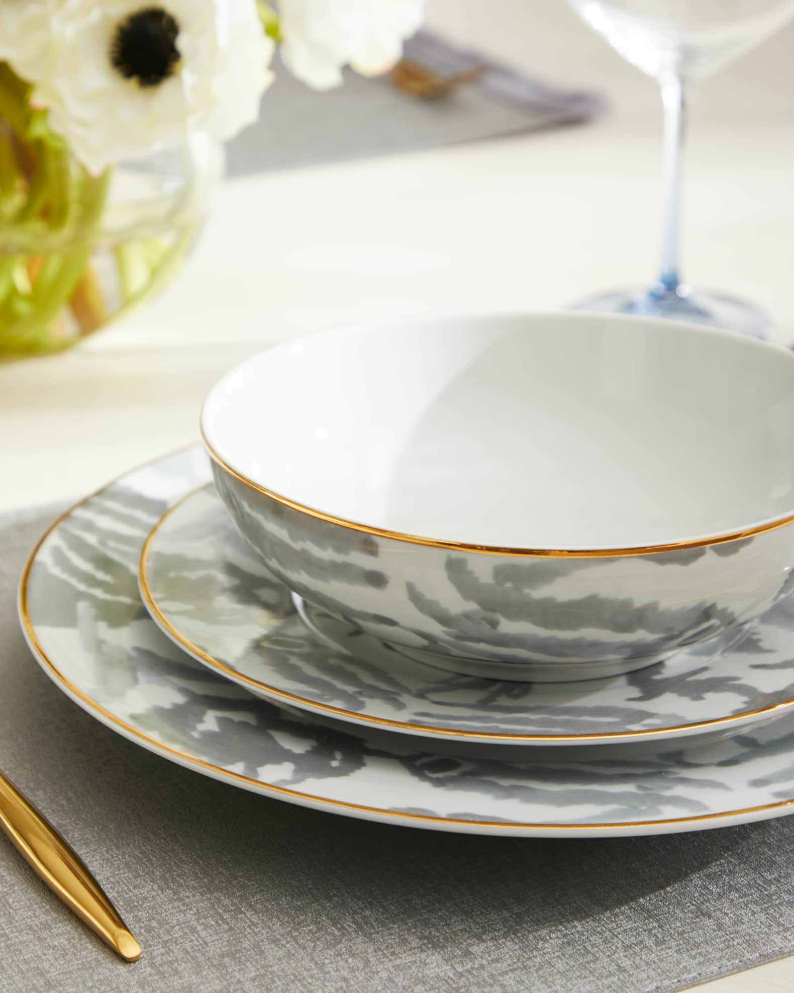 Neiman Marcus 12 Piece Seaport Grey Dinnerware Set Dinnerware Dinnerware Sets Place Settings