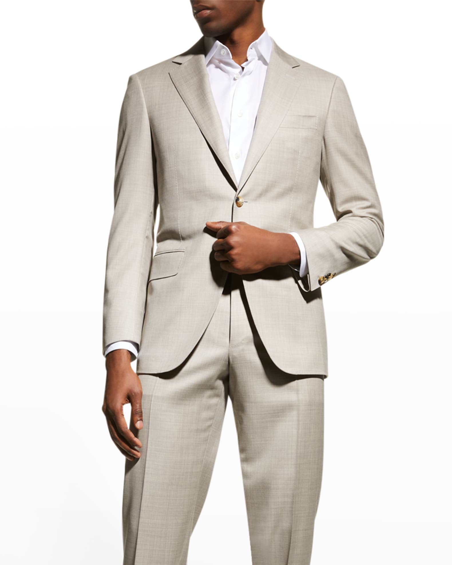 Canali Men's Heathered Solid Wool Suit | Neiman Marcus