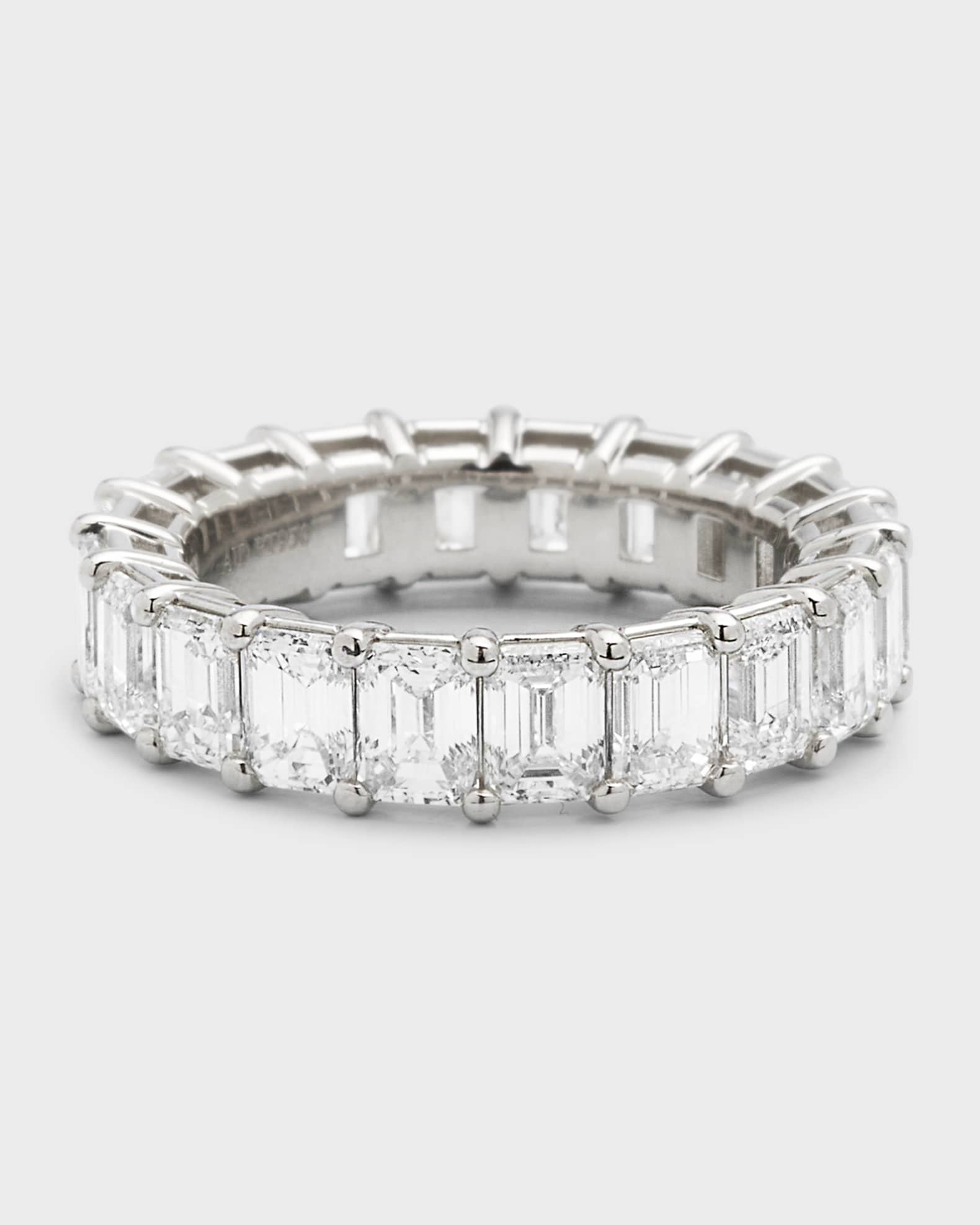 Platinum Emerald-Cut FG/VS Diamond Eternity Band, Size 6.75, 6.47tcw 0