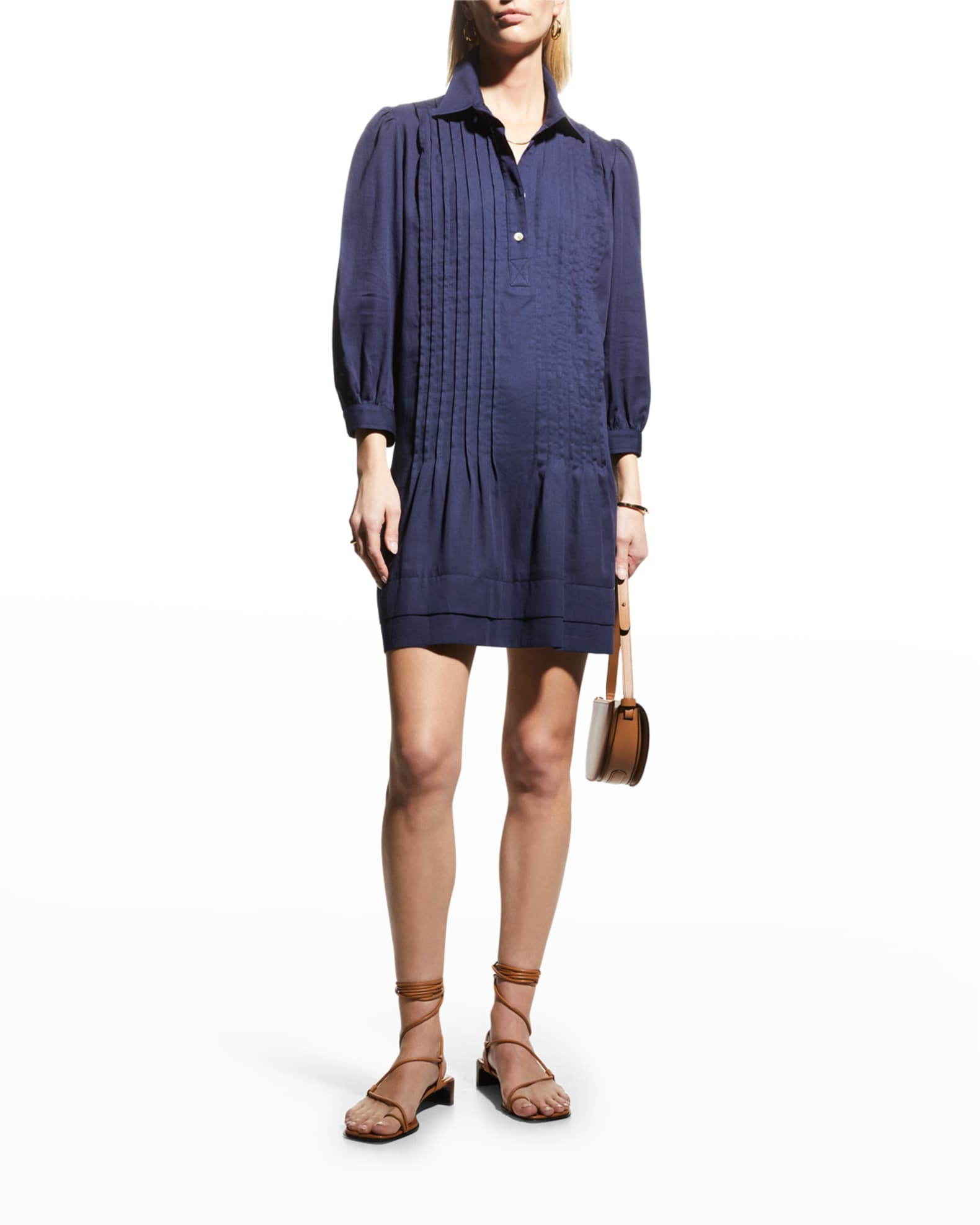 Finley Belinda Pintucked Solid Lawn Dress | Neiman Marcus
