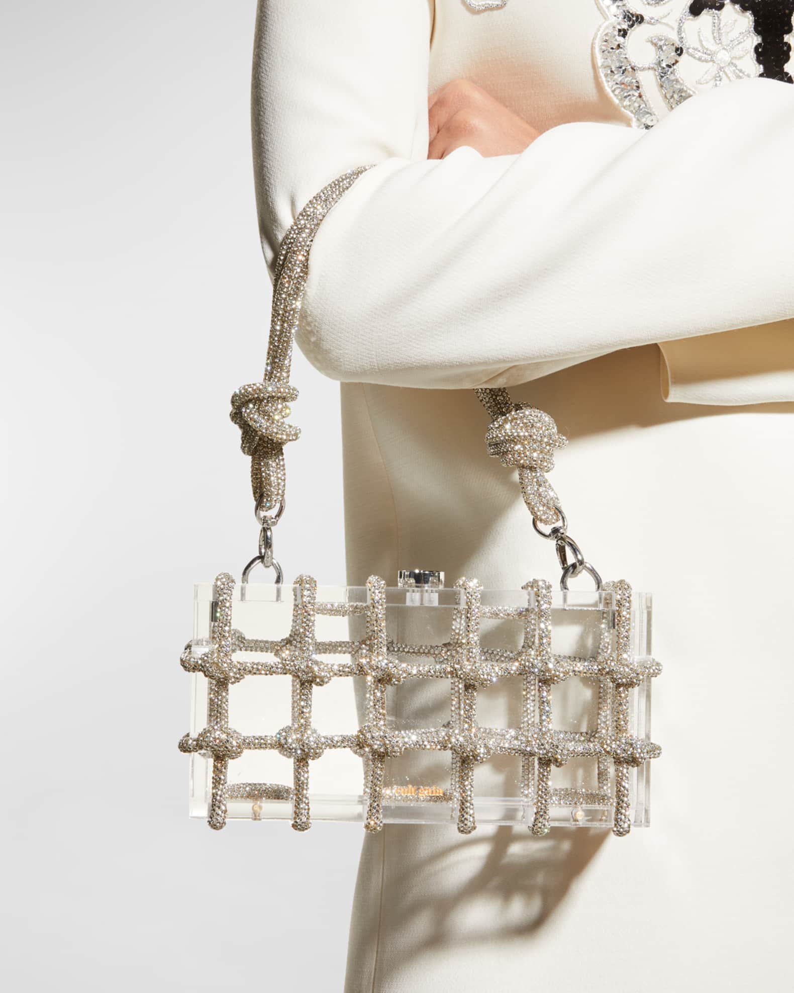 Cult Gaia Bess Caged Embellished Box Shoulder Bag | Neiman
