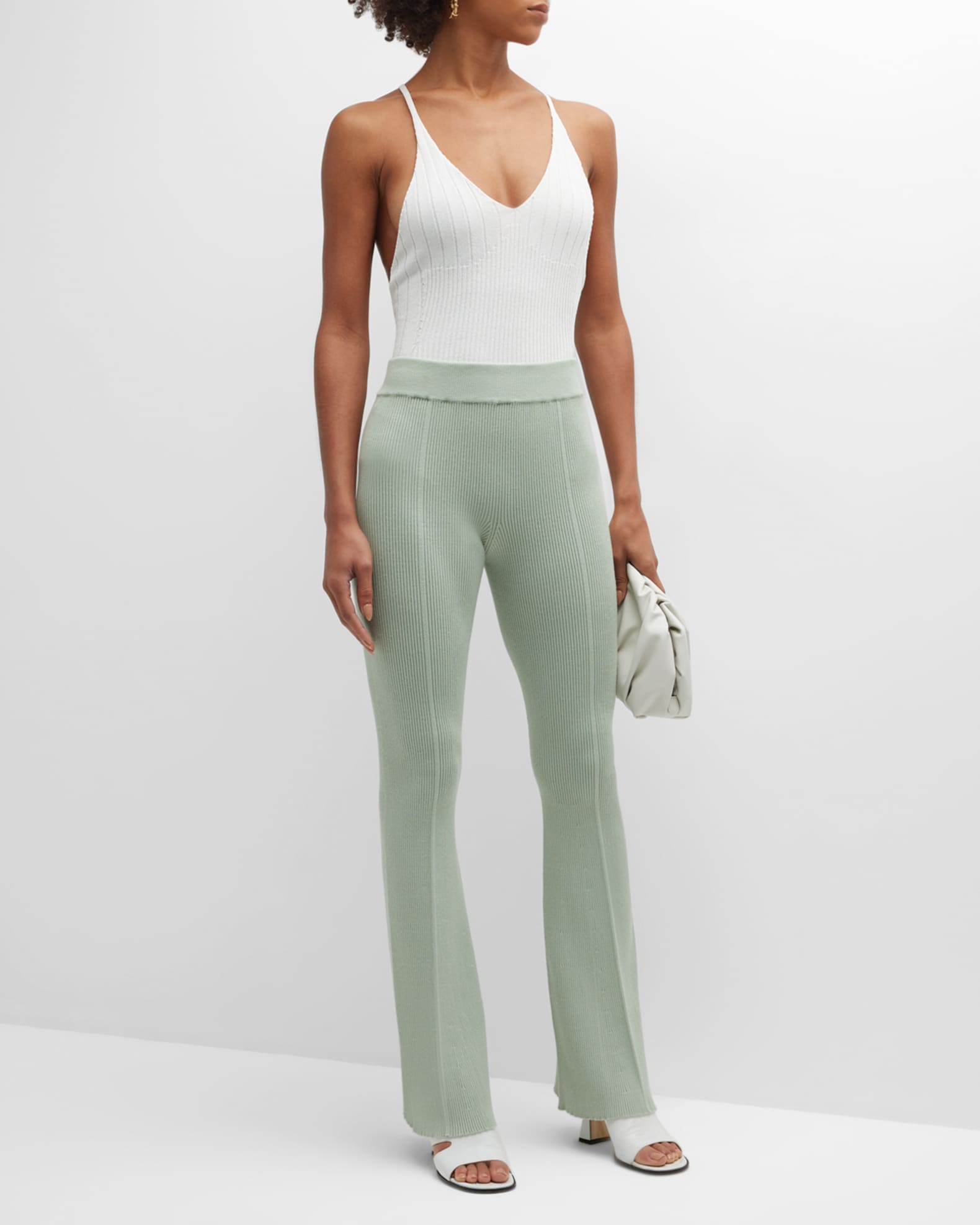AERON Egon Rib Knit Flare Pants Neiman Marcus