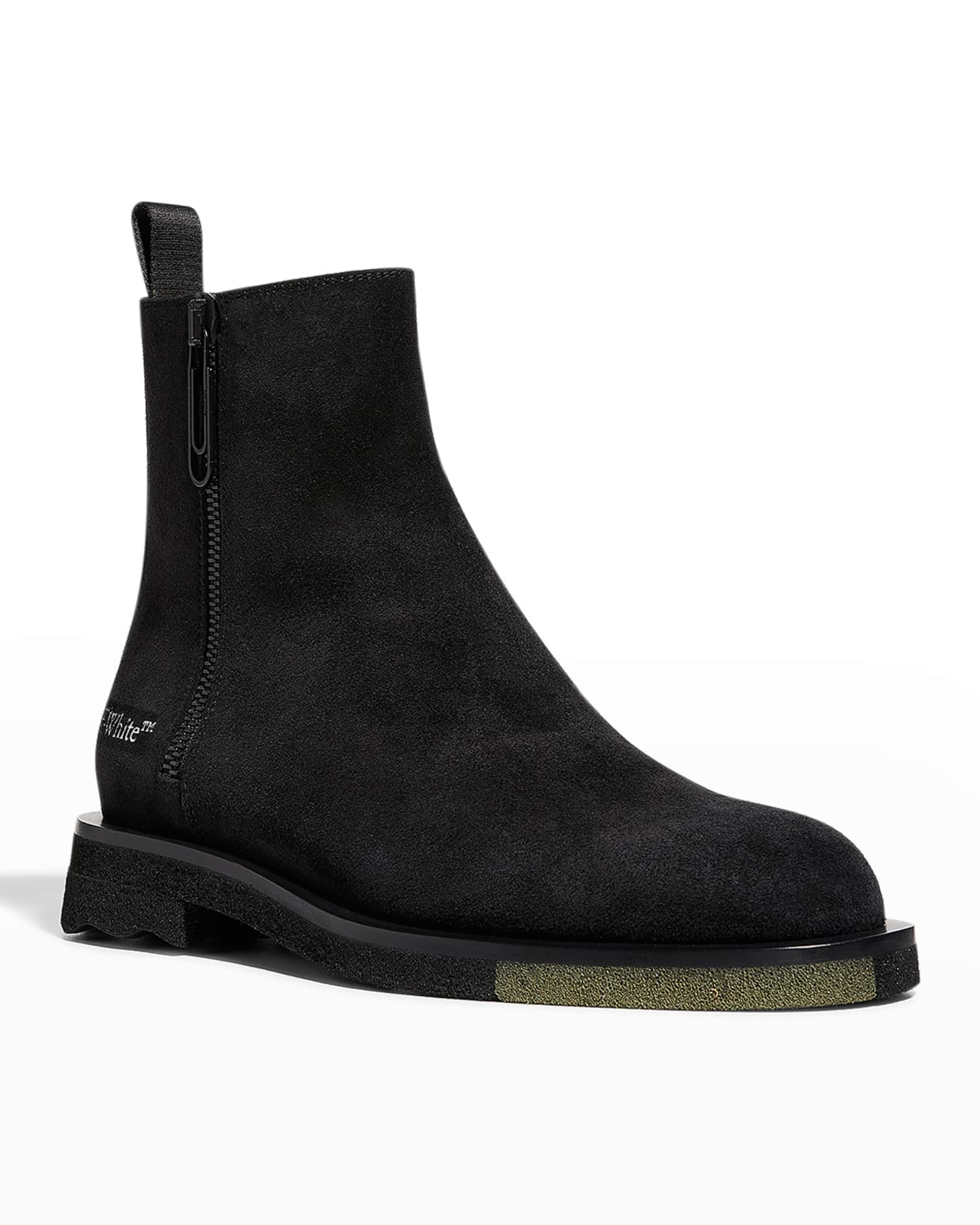 Mens Shoes Boots Casual boots Off-White c/o Virgil Abloh Leather Sponge Sole Chelsea Boots in Black for Men 