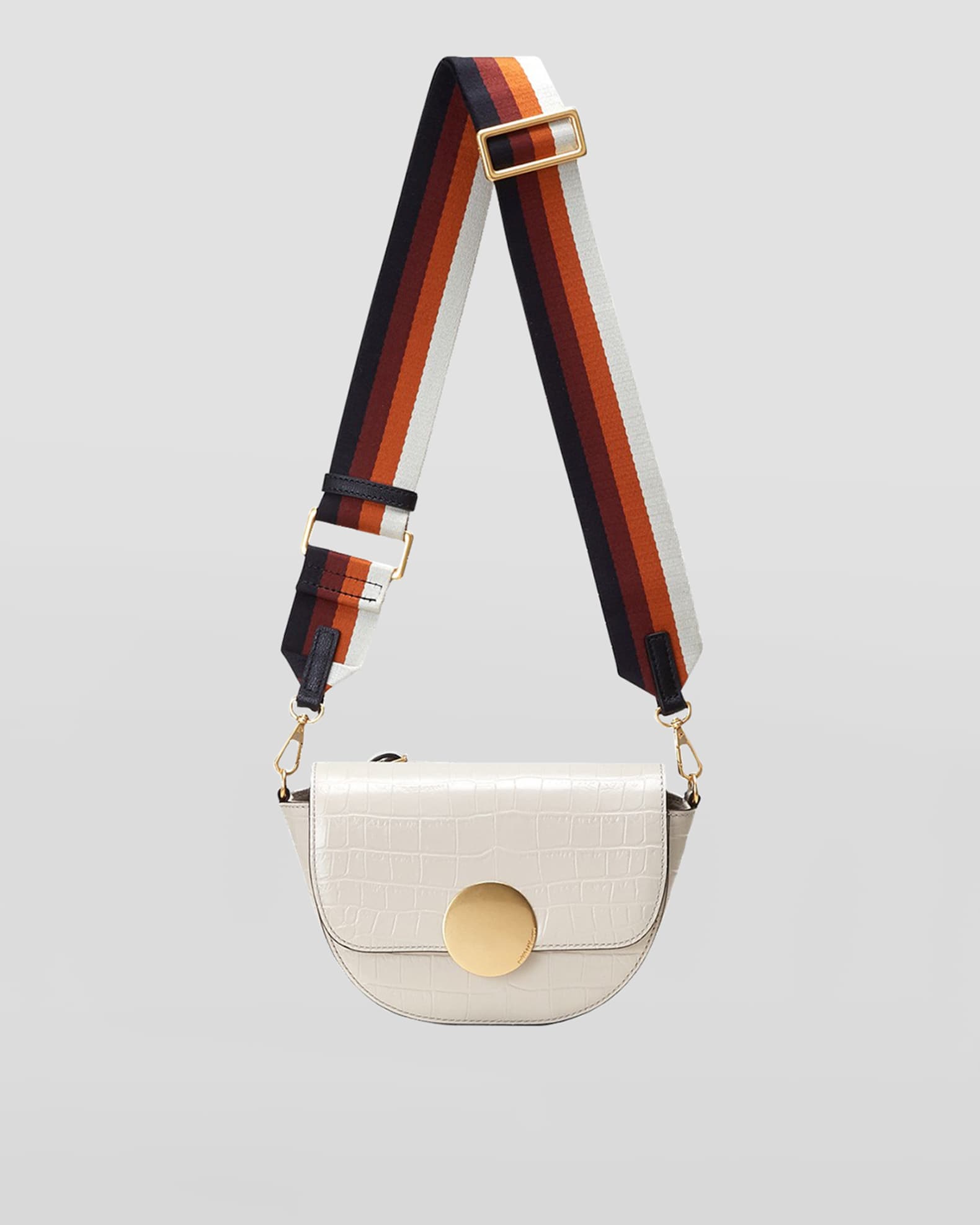 Oryany Lottie Saddle Moc-Croc Crossbody Bag | Neiman Marcus