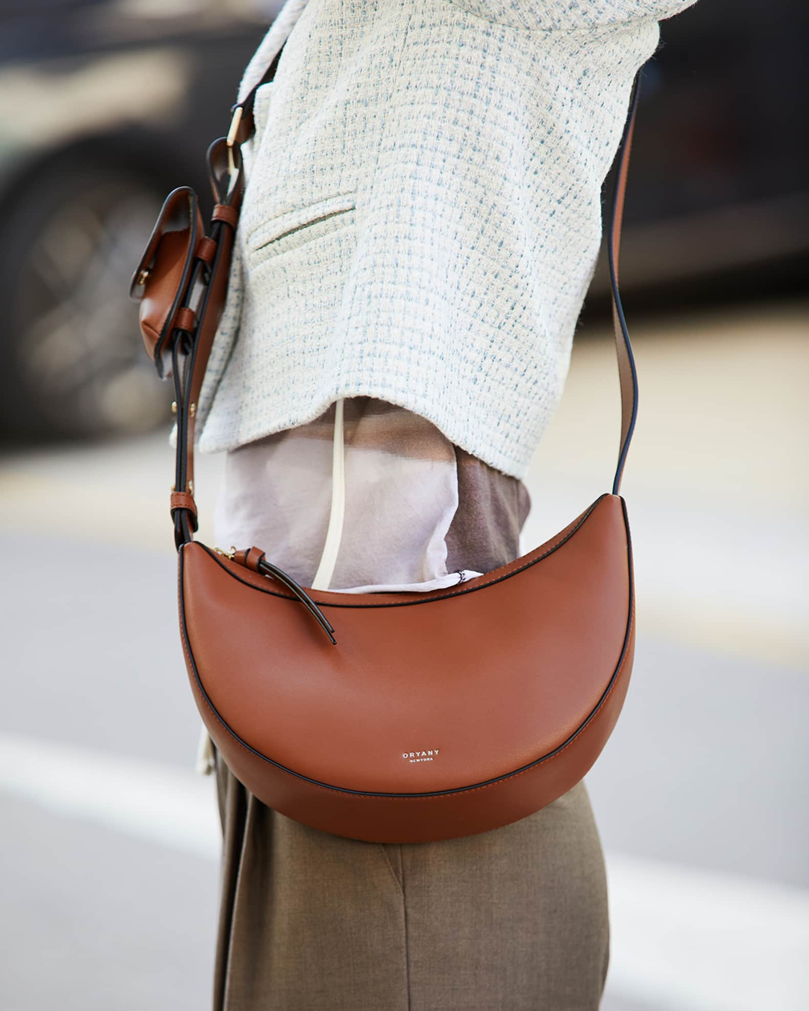 Half Moon Leather Crossbody Bag