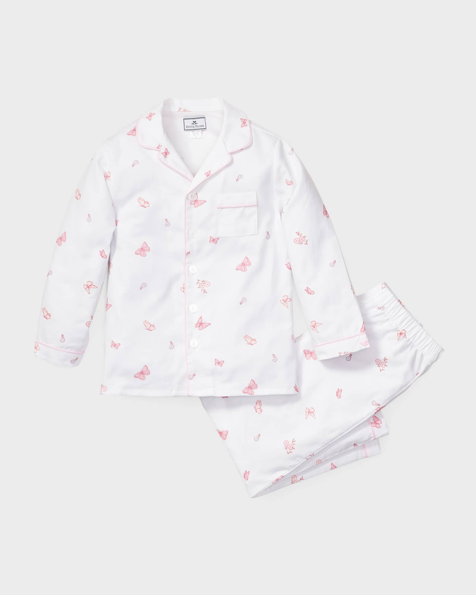 Petite Plume Girl's Butterfly 2-Piece Pajama Set, Size 6M-14
