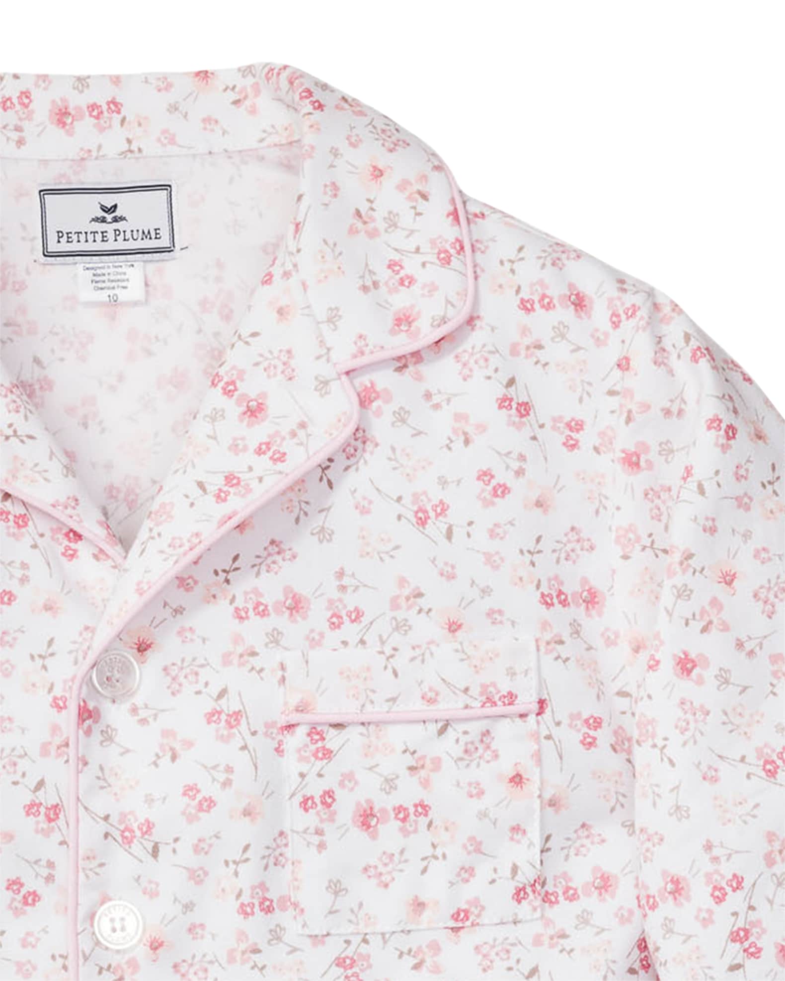 Petite Plume Girl\'s Dorset Floral-Print Neiman Marcus 2-Piece Set, | Size 6M-14 Pajama