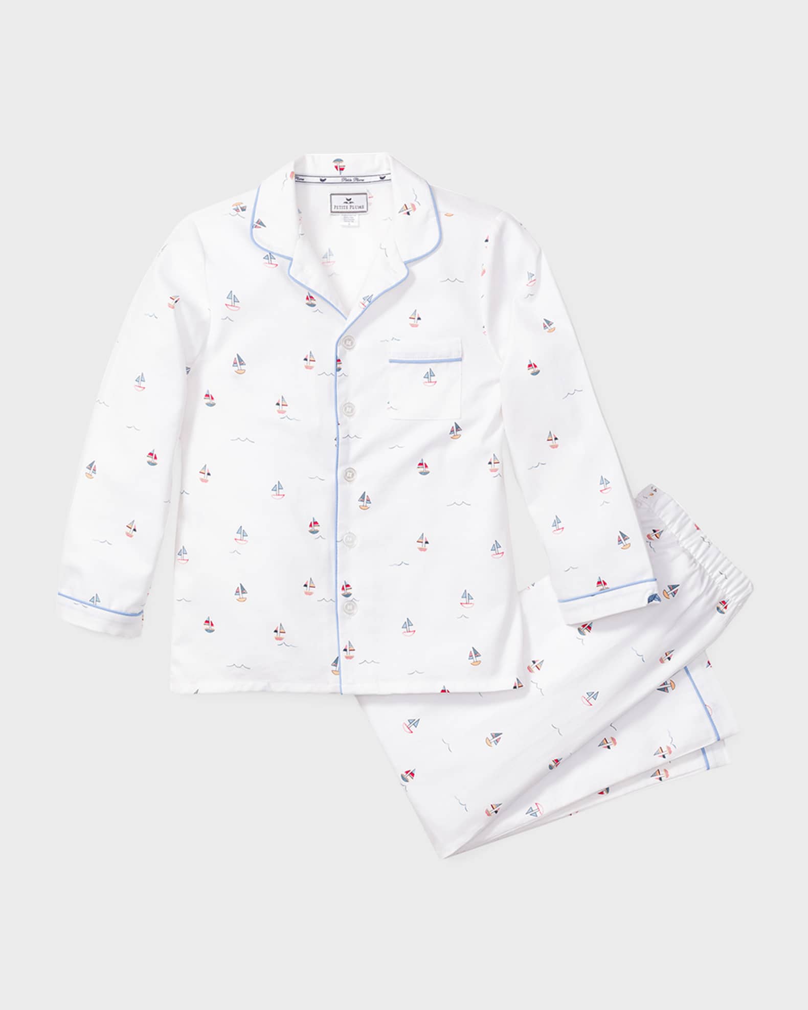Petite Plume Kid's Palmier Bateau 2-Piece Pajama Set, Size 6-14