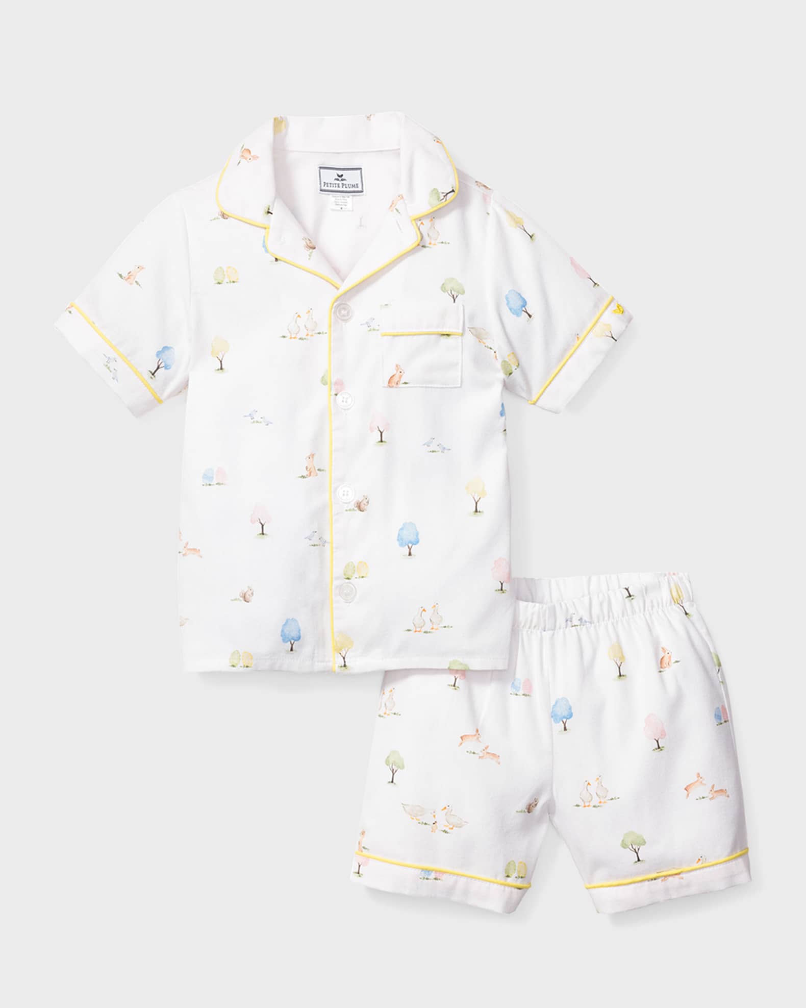 Petite Plume Kid's Easter Gardens Pajama Shorts Set, Size 6M-14