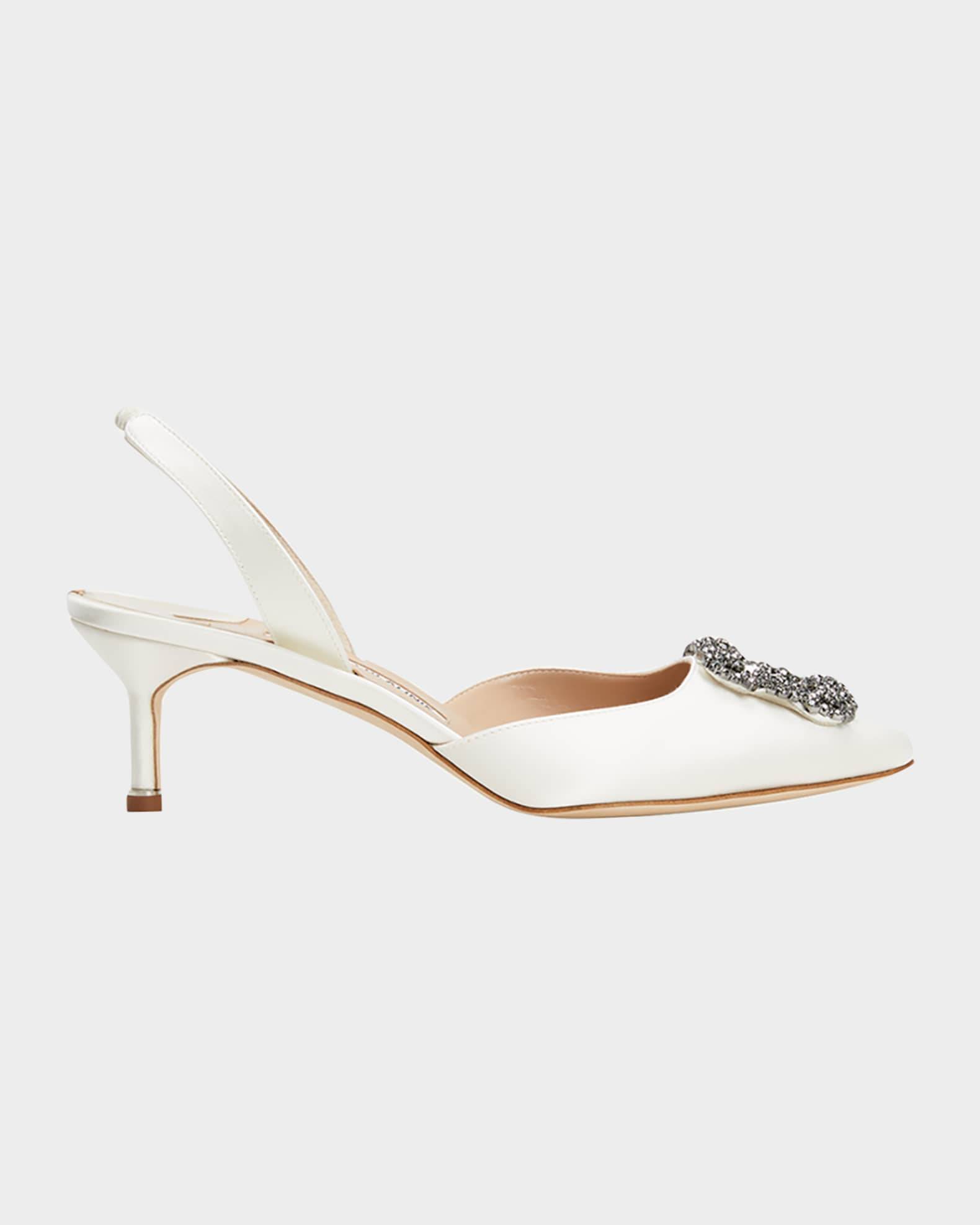 Hangsi Satin Crystal-Buckle Halter Pumps 0