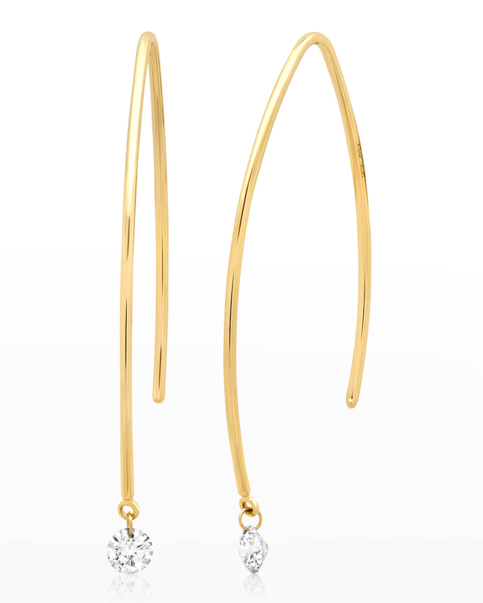 Yellow Gold Diamond Marquise-Hoop Earrings 0