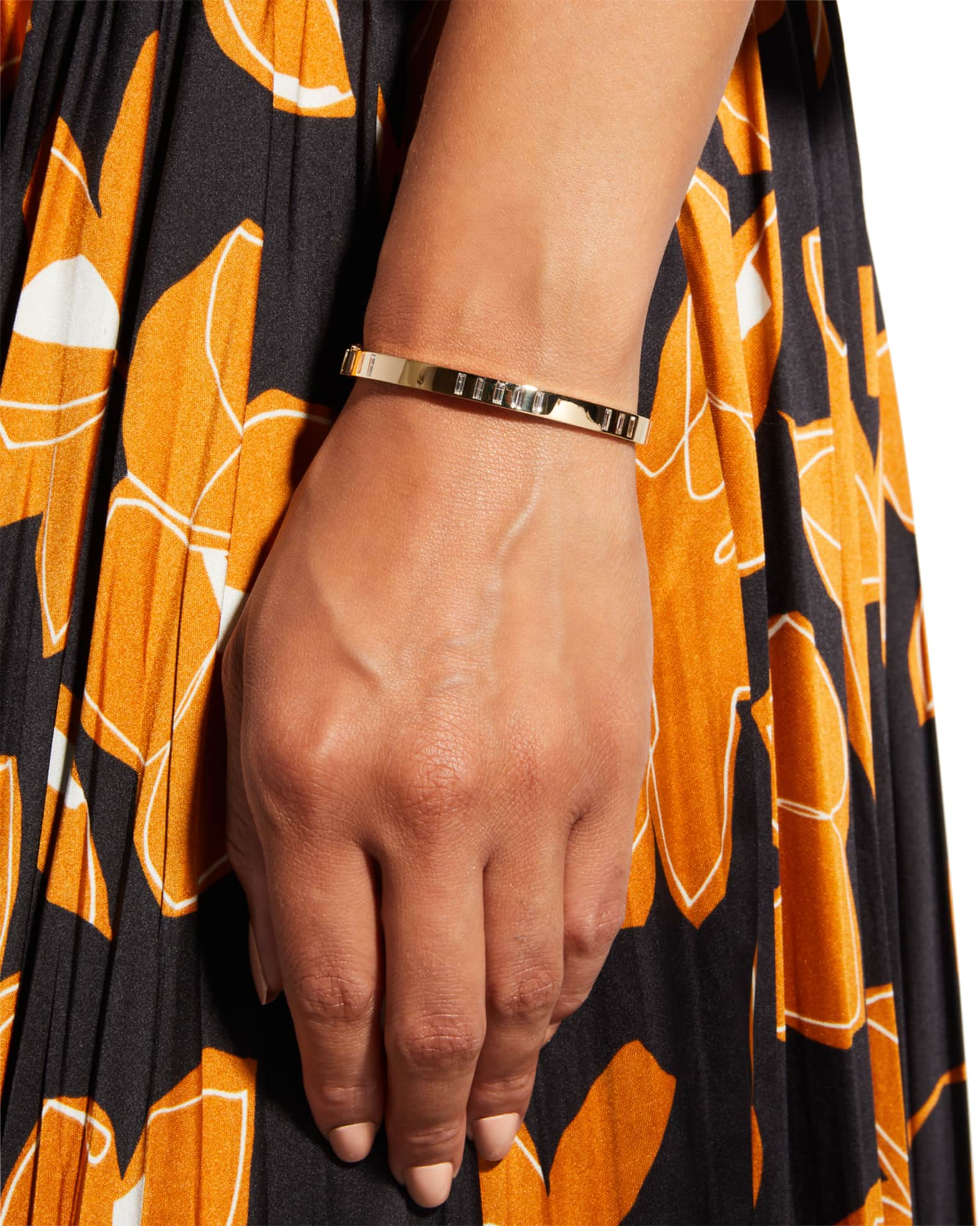 Yellow Gold Diamond Baguette Bangle 1