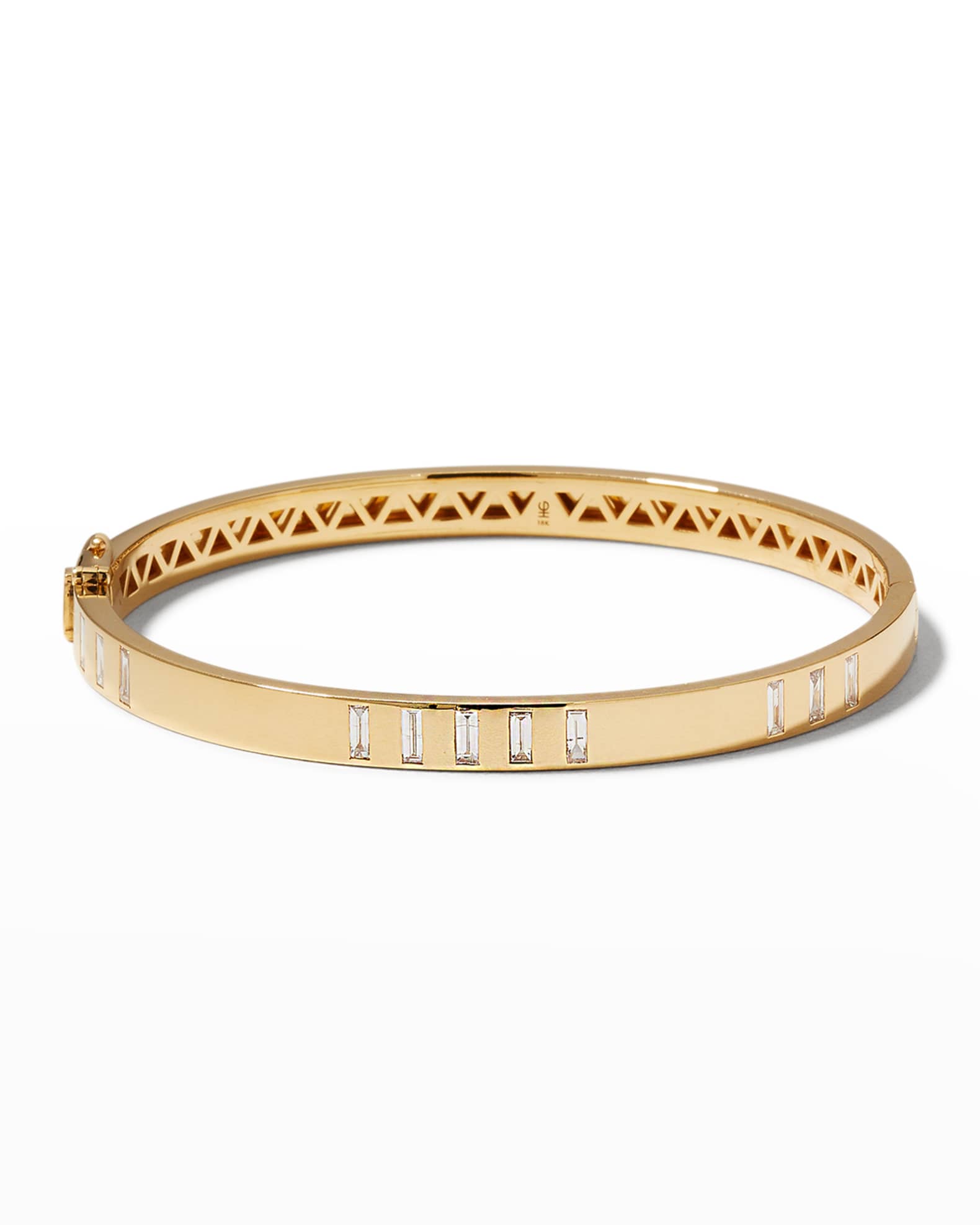 Yellow Gold Diamond Baguette Bangle 0