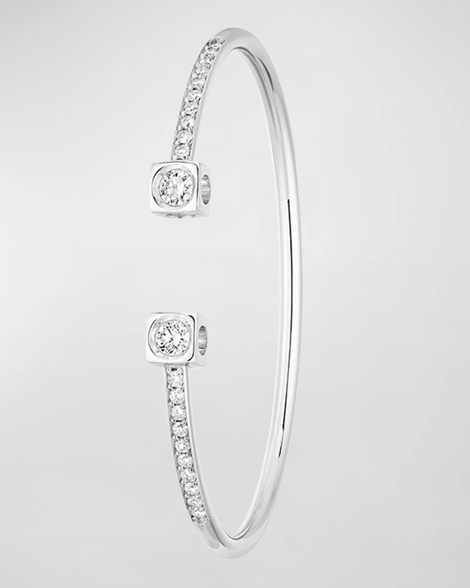 White Gold Le Cube Large Diamond Accent Cuff Bracelet 0
