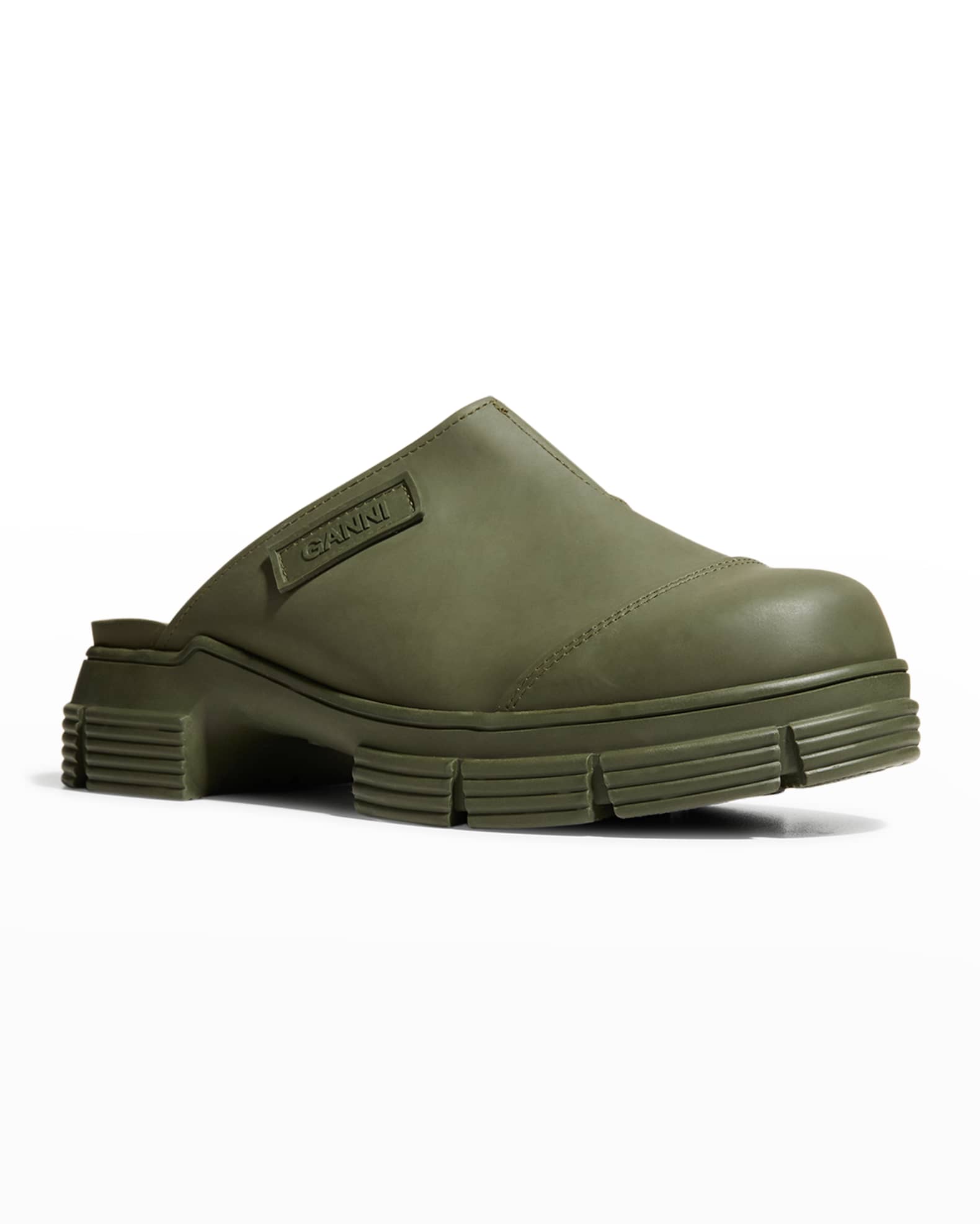 Ganni Lug-Sole Recycled Rubber Clogs | Neiman Marcus