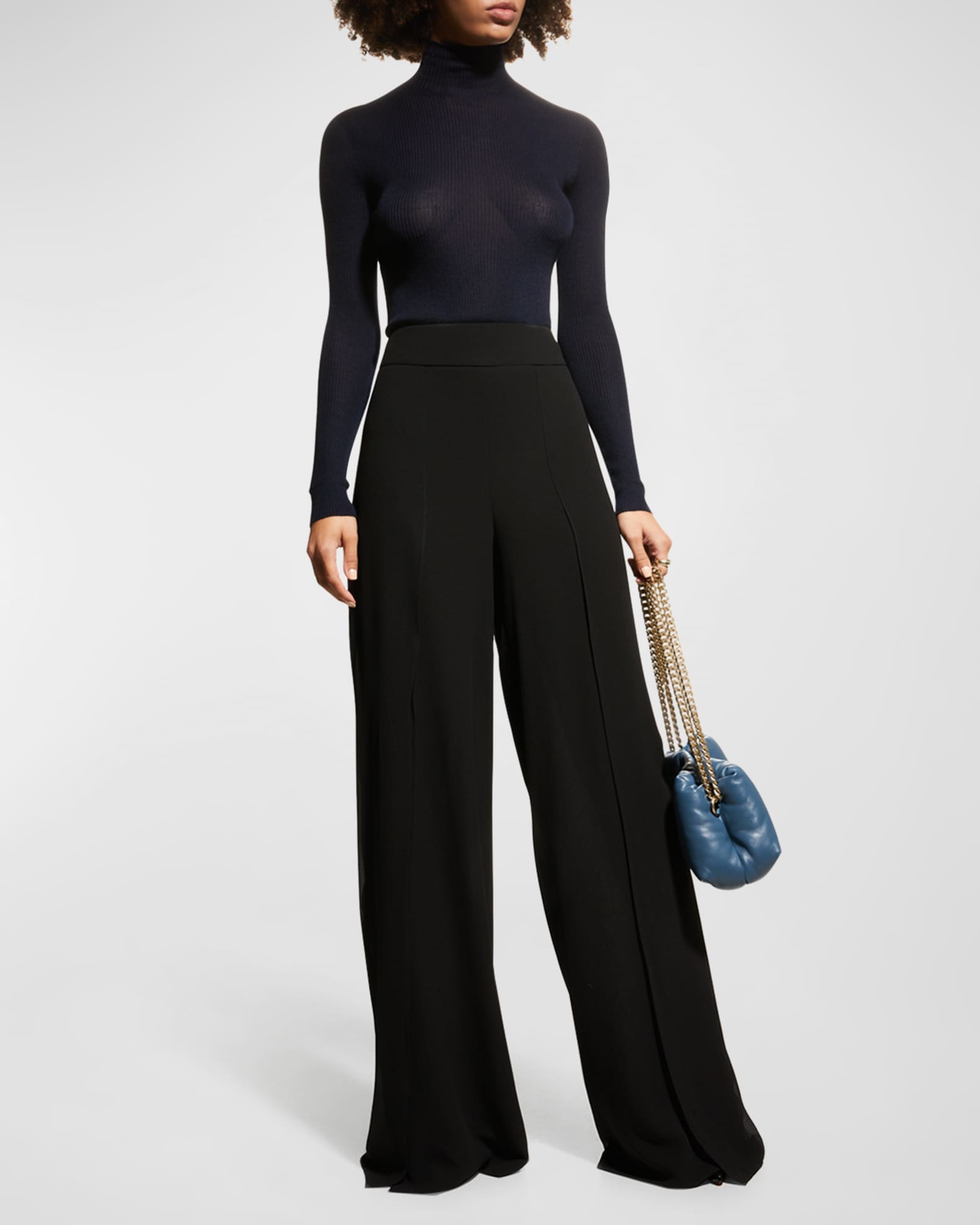 Akris Layered FrontSlits Silk WideLeg Pants Neiman Marcus