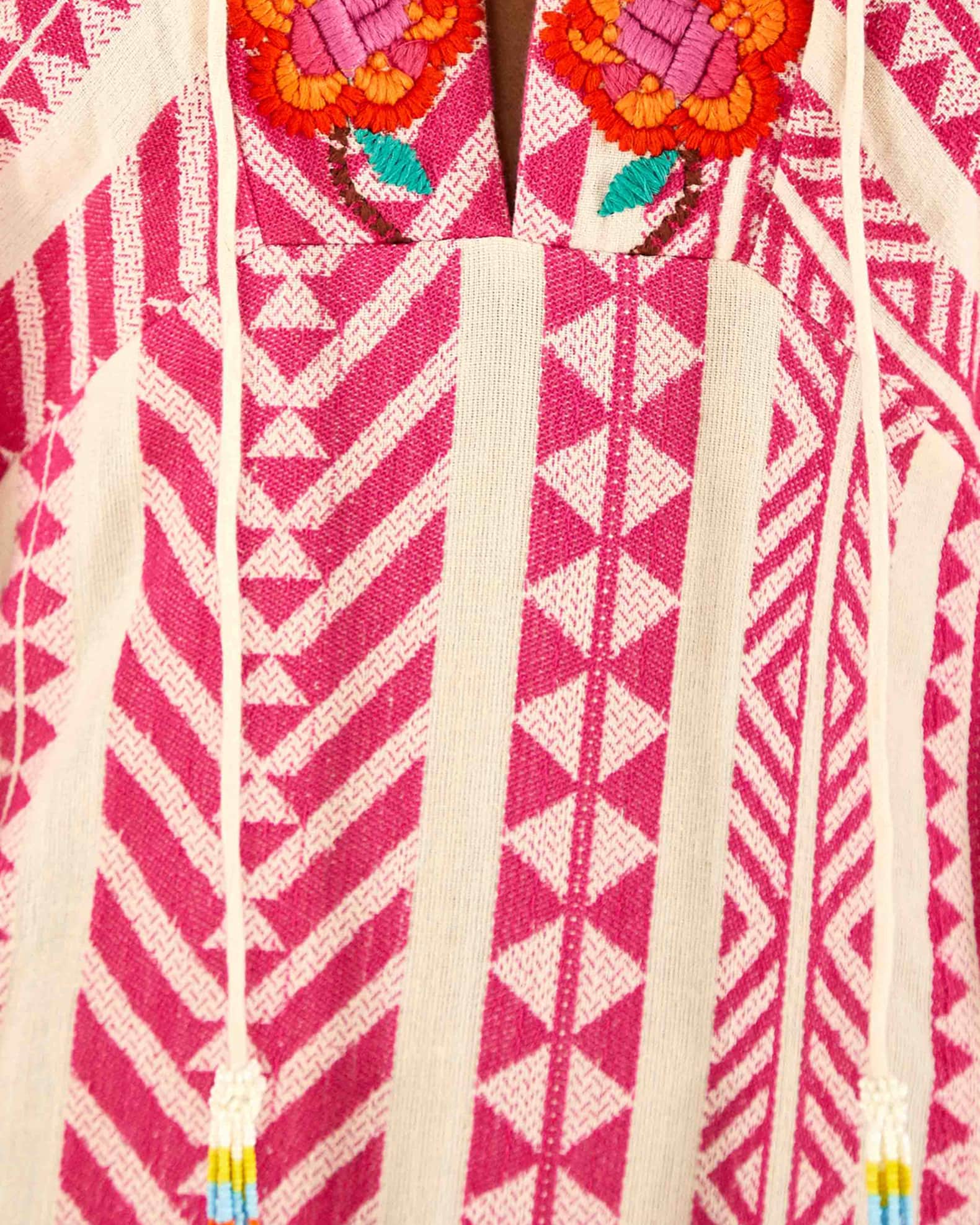 Farm Rio Jacquard Embroidered TasselTie Maxi Dress Neiman Marcus