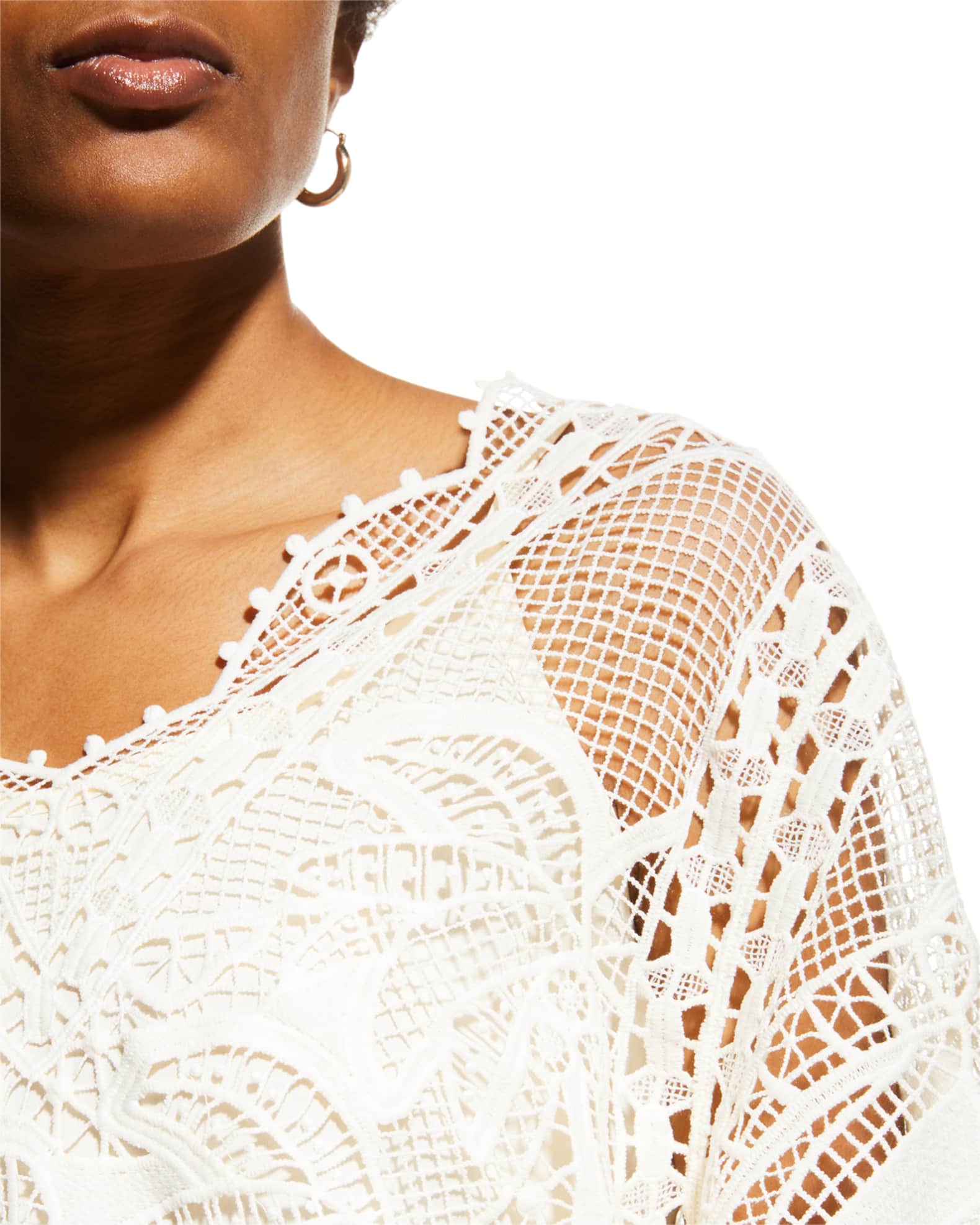 Ploro guipure blouse in off-white. main image 1
