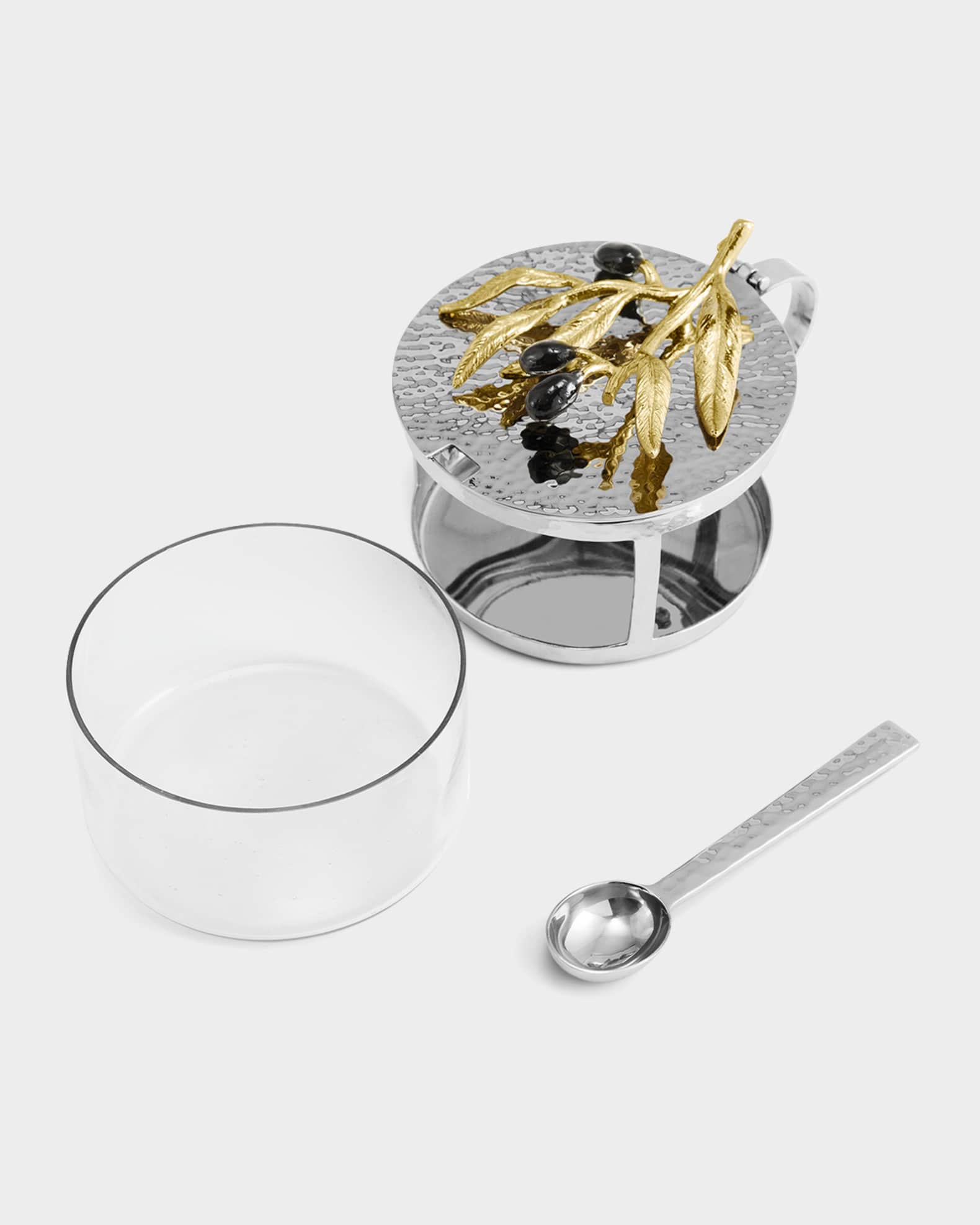Michael Aram Olive Branch Condiment Container with Spoon Neiman Marcus