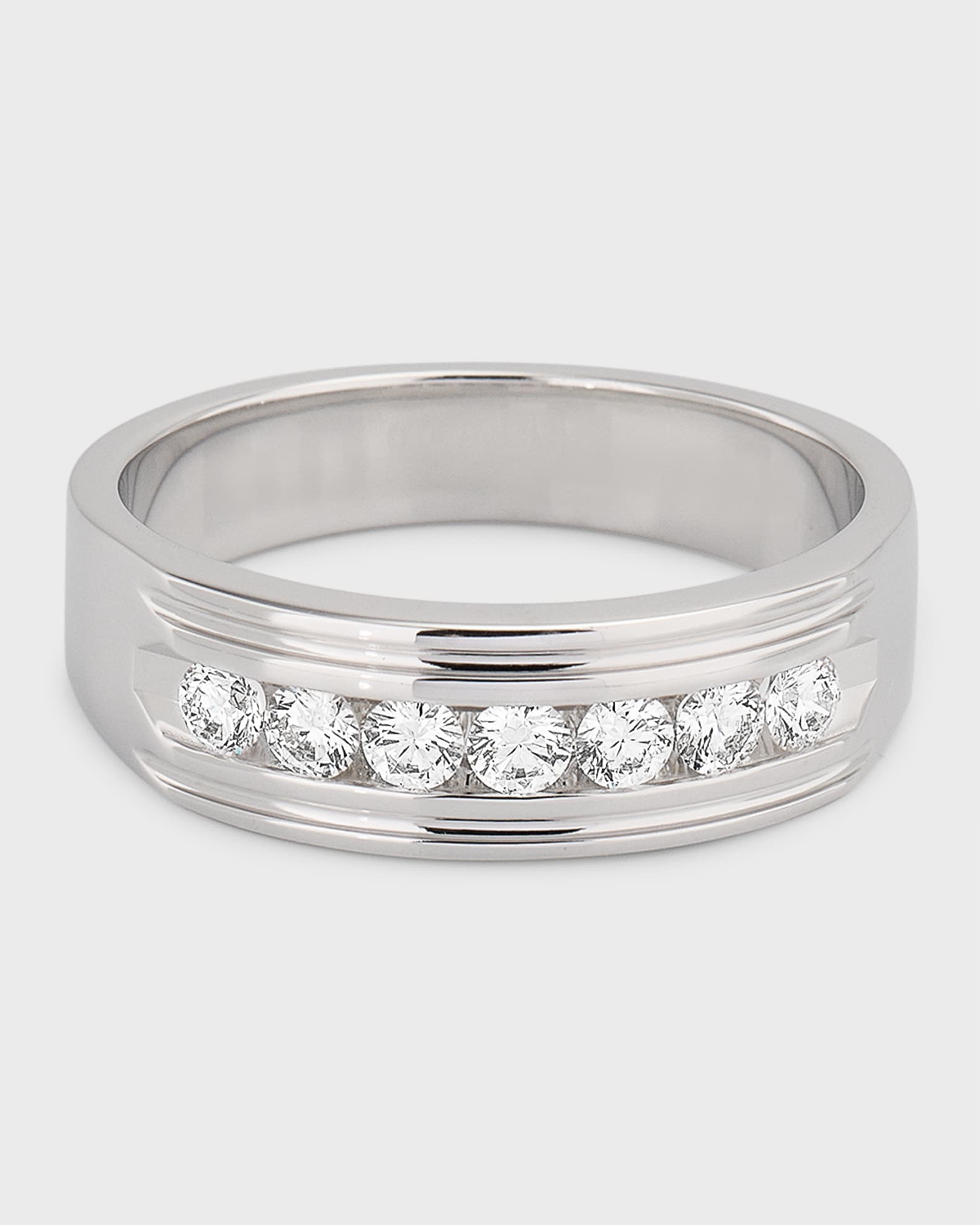 18K White Gold Round Diamond Wedding Band, Size 10, 0.60tcw 0