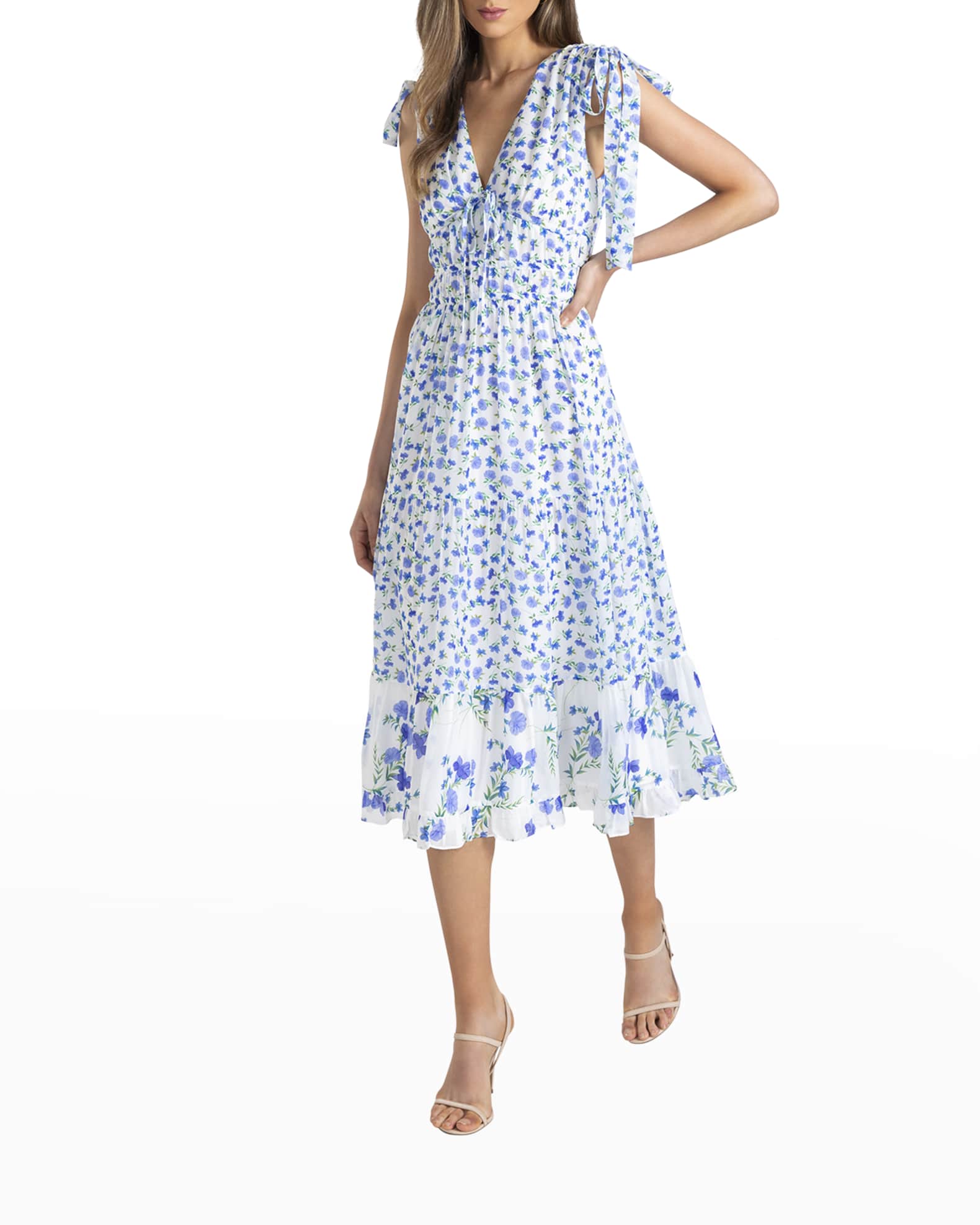 Shoshanna Helena Floral-Print Midi Dress | Neiman Marcus