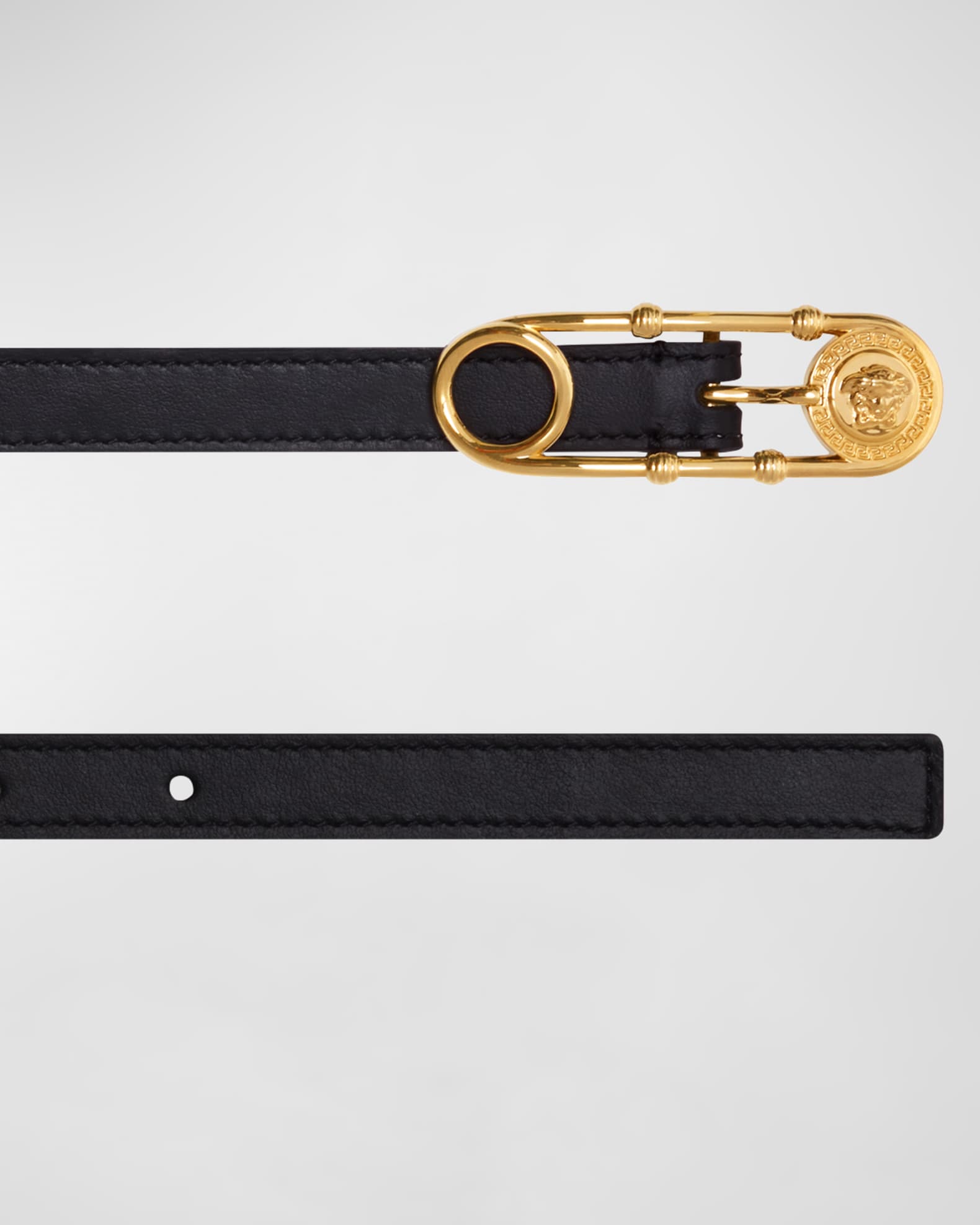 Versace Medusa Safety Pin Leather Belt | Neiman Marcus