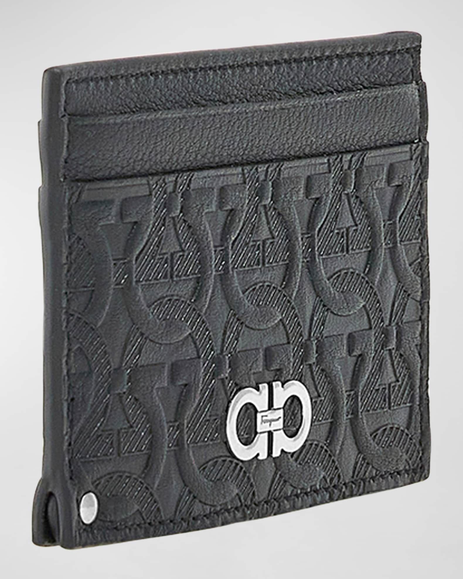 Ferragamo Men s Travel Gancini Embossed Leather Swivel Card Case Neiman Marcus
