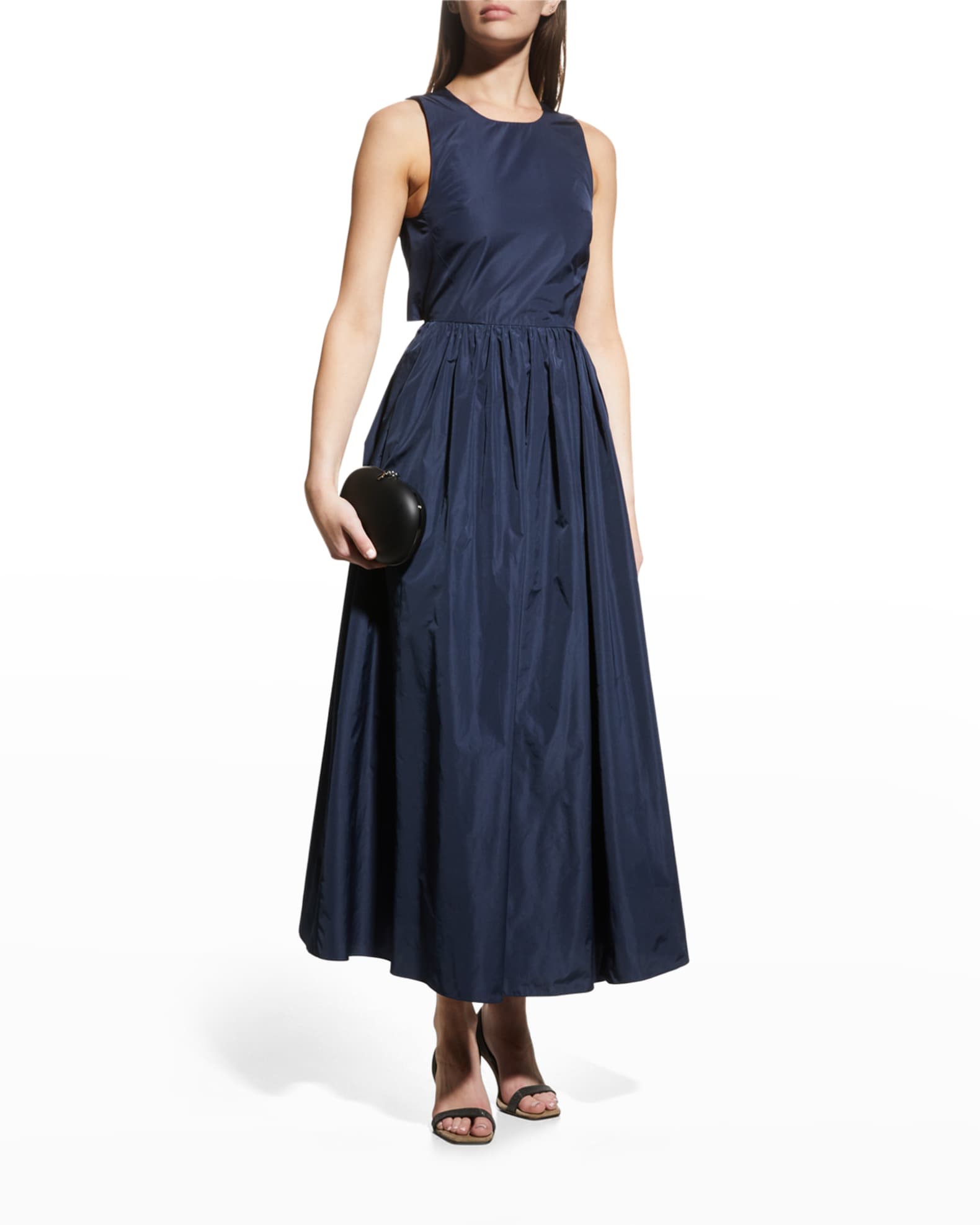 Emporio Armani Ruched Cutout Taffeta Dress | Neiman Marcus