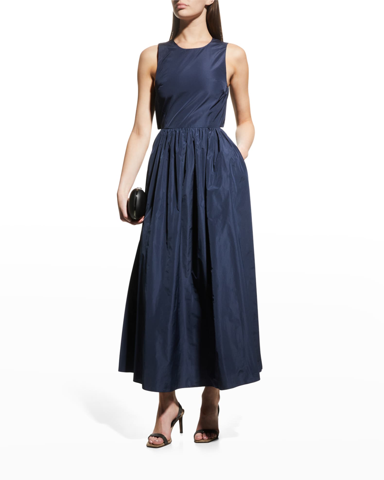 Emporio Armani Ruched Cutout Taffeta Dress | Neiman Marcus