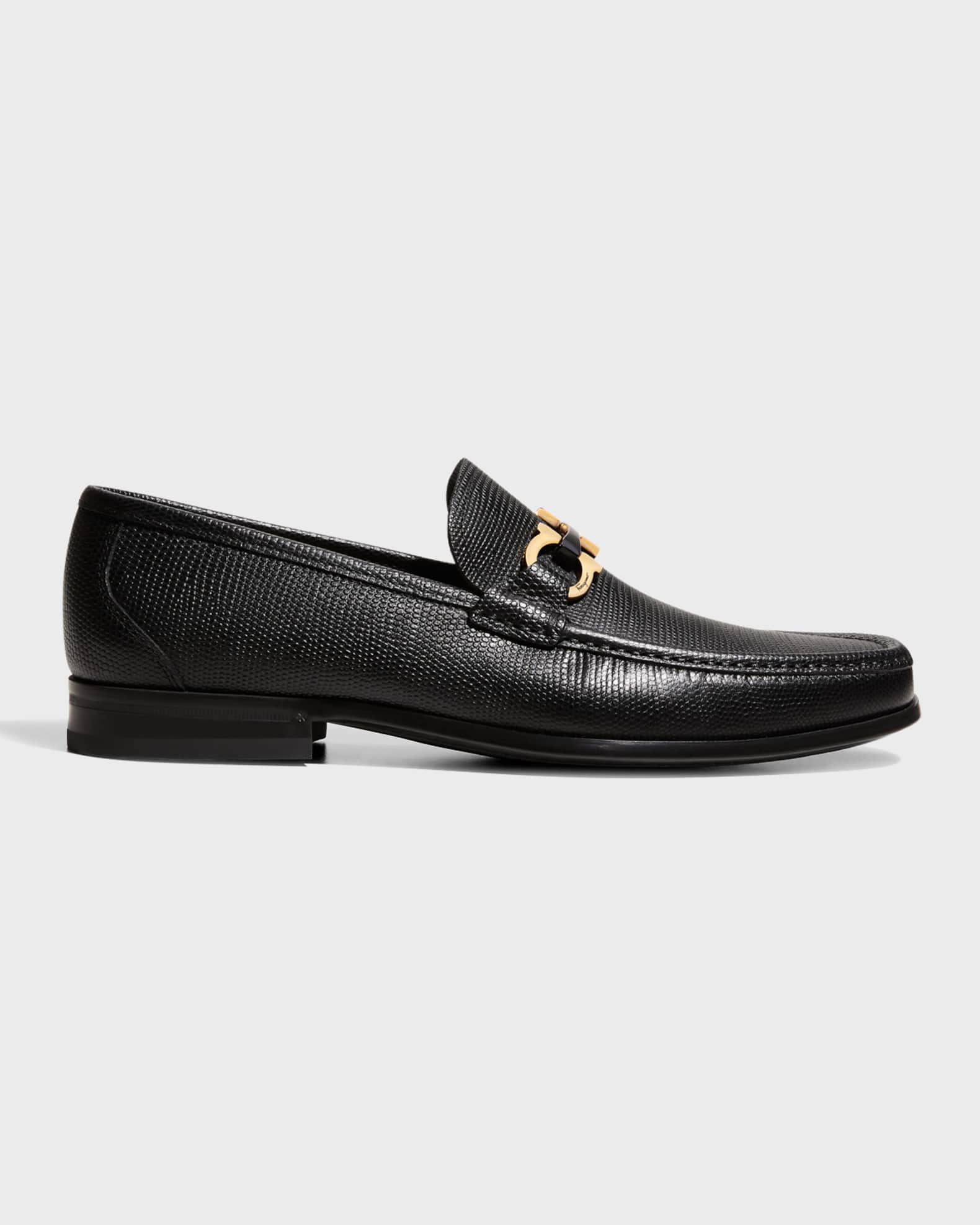 Ferragamo Men's Grandioso 2 Leather Gancini Loafers