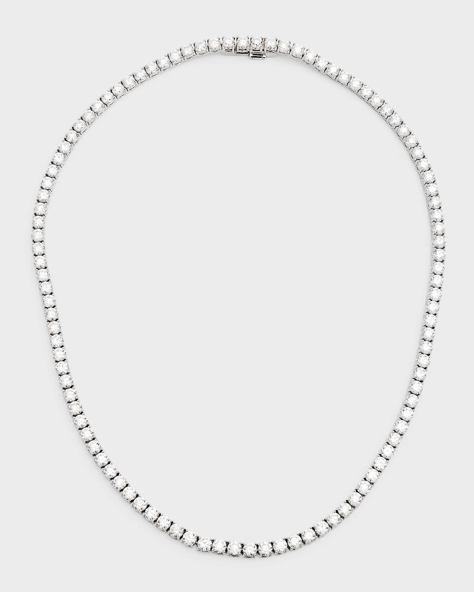 18K White Gold Round Diamond Tennis Necklace 0