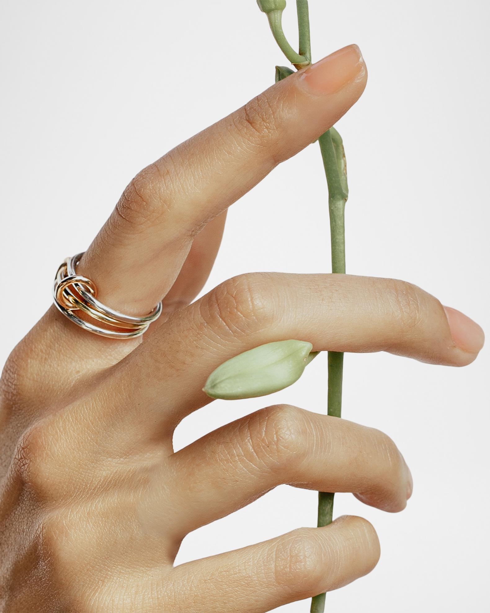 Spinelli Kilcollin Solarium MX Silver and Gold 3-Link Ring