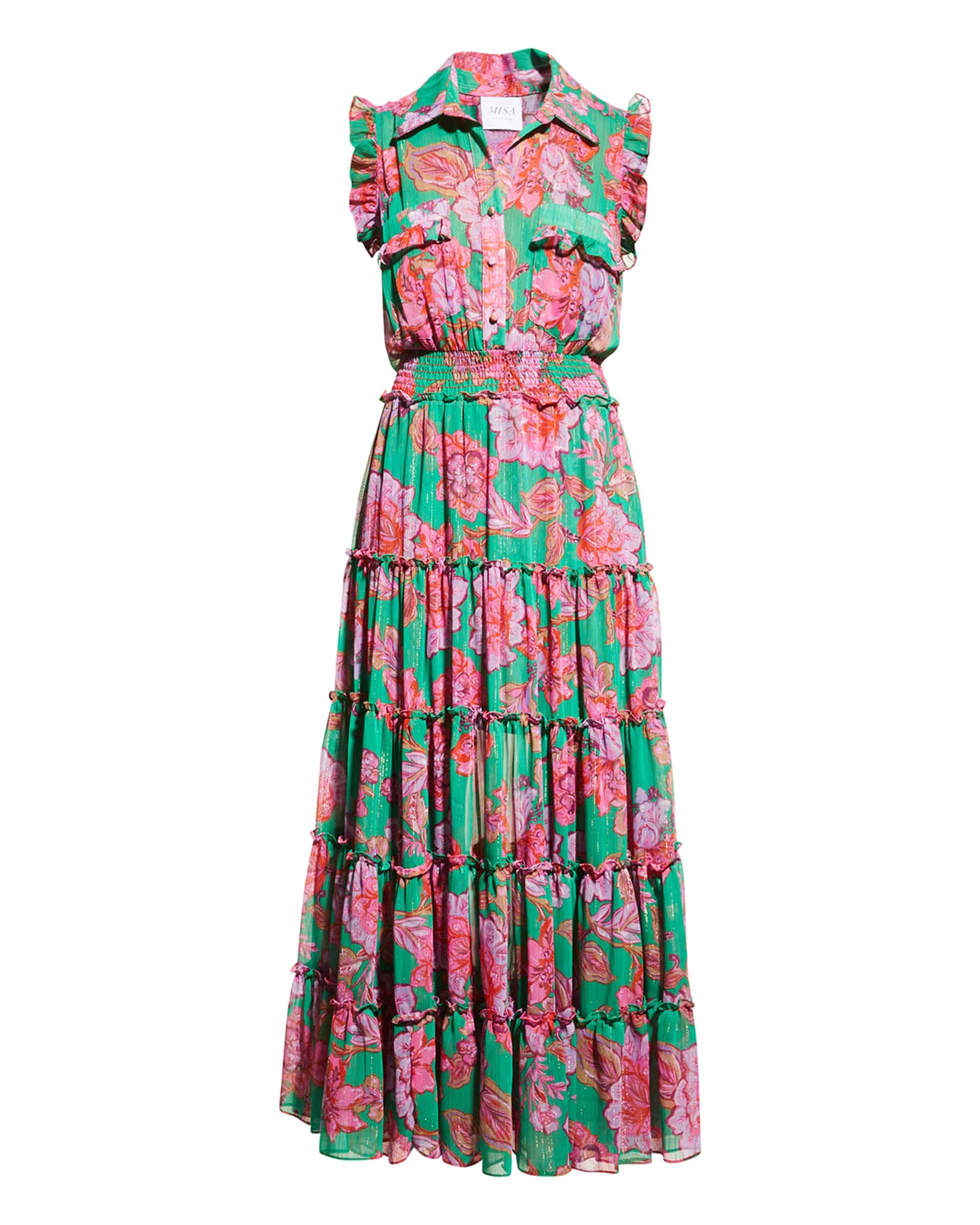 MISA Los Angeles Trina Sleeveless Floral Chiffon Maxi Dress | Neiman Marcus