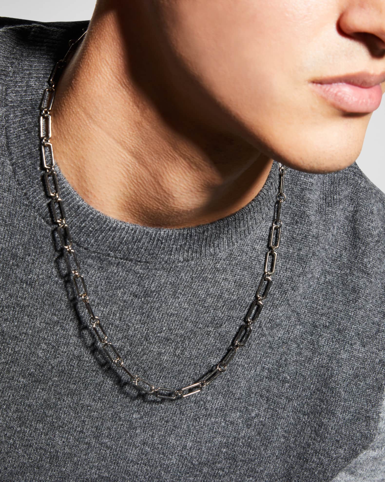 Armenta Men s Sterling Silver Small Link Paperclip Chain Necklace Neiman Marcus