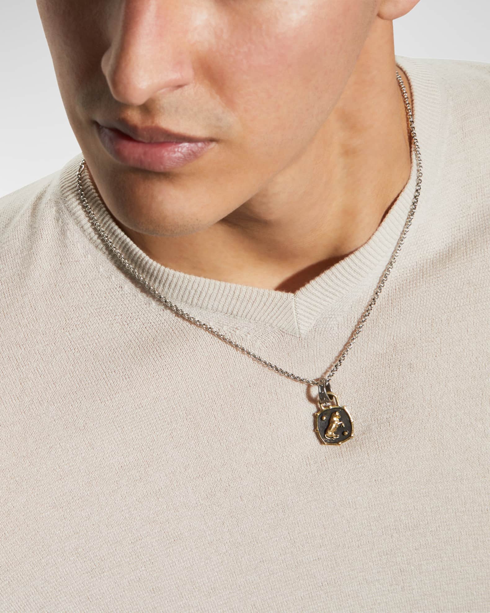 Men's 18k Gold Bull Shield Medallion Pendant 1