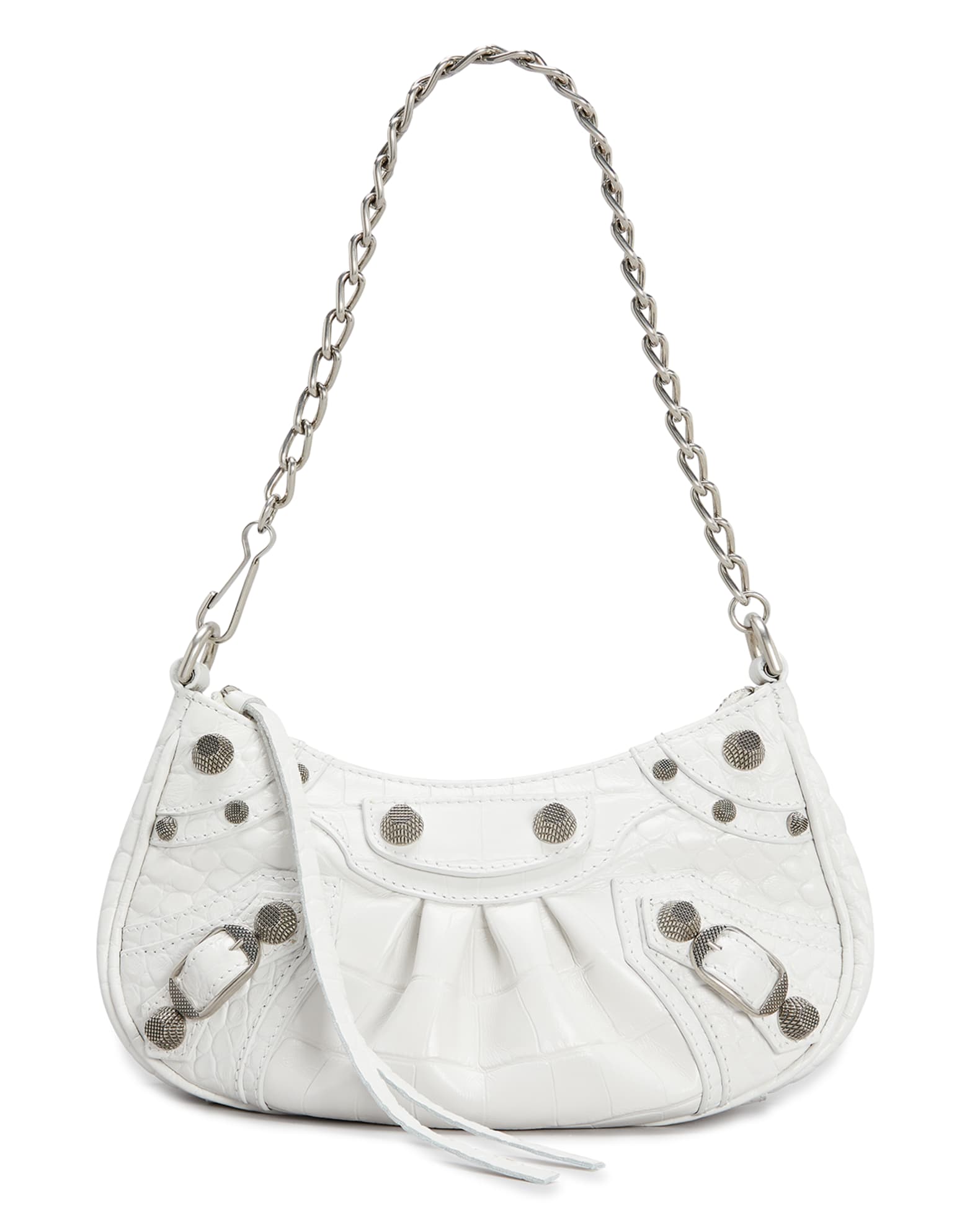 Chloé Croc-Embossed Small Nile Bracelet Bag - White Crossbody Bags