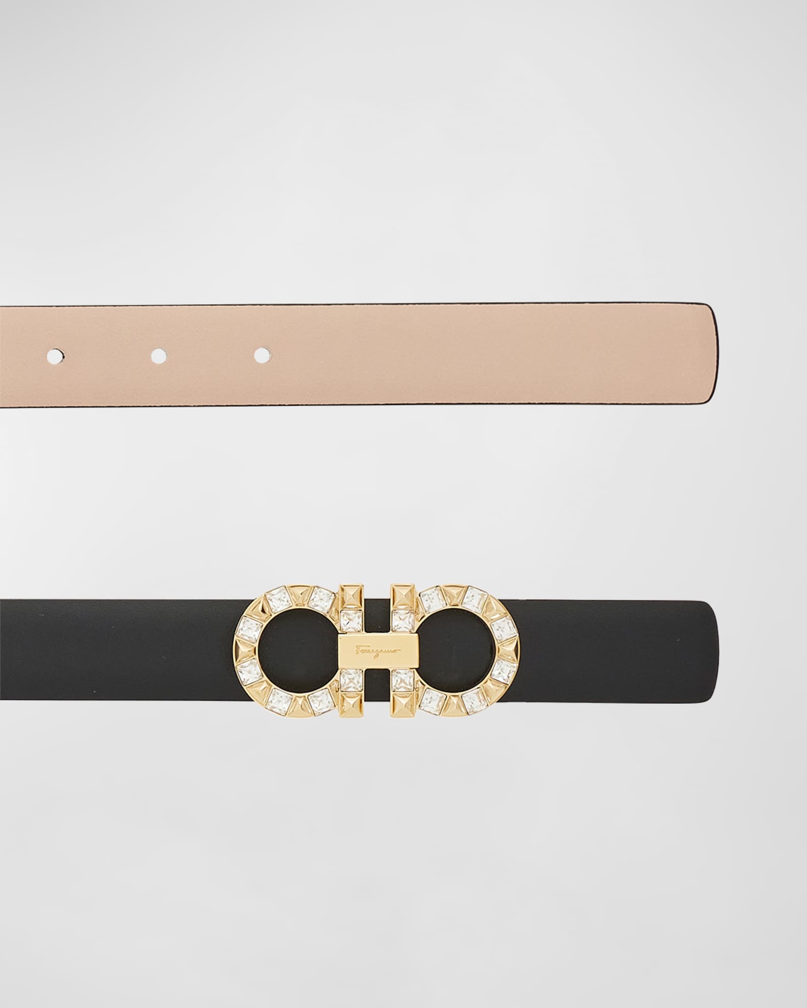 Ferragamo Gancini Crystal Leather Buckle Belt Neiman Marcus