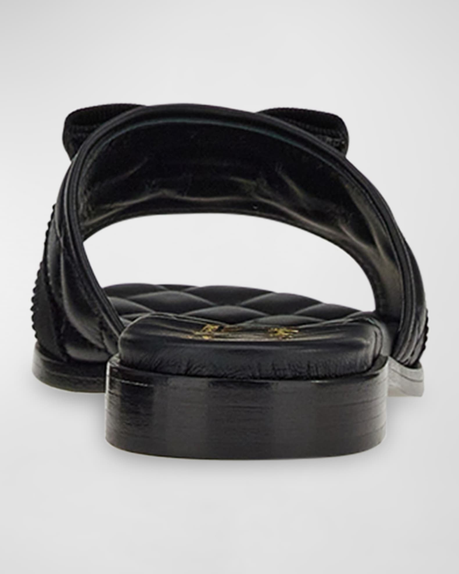 Ferragamo Quilted Lambskin Bow Flat Sandals | Neiman Marcus