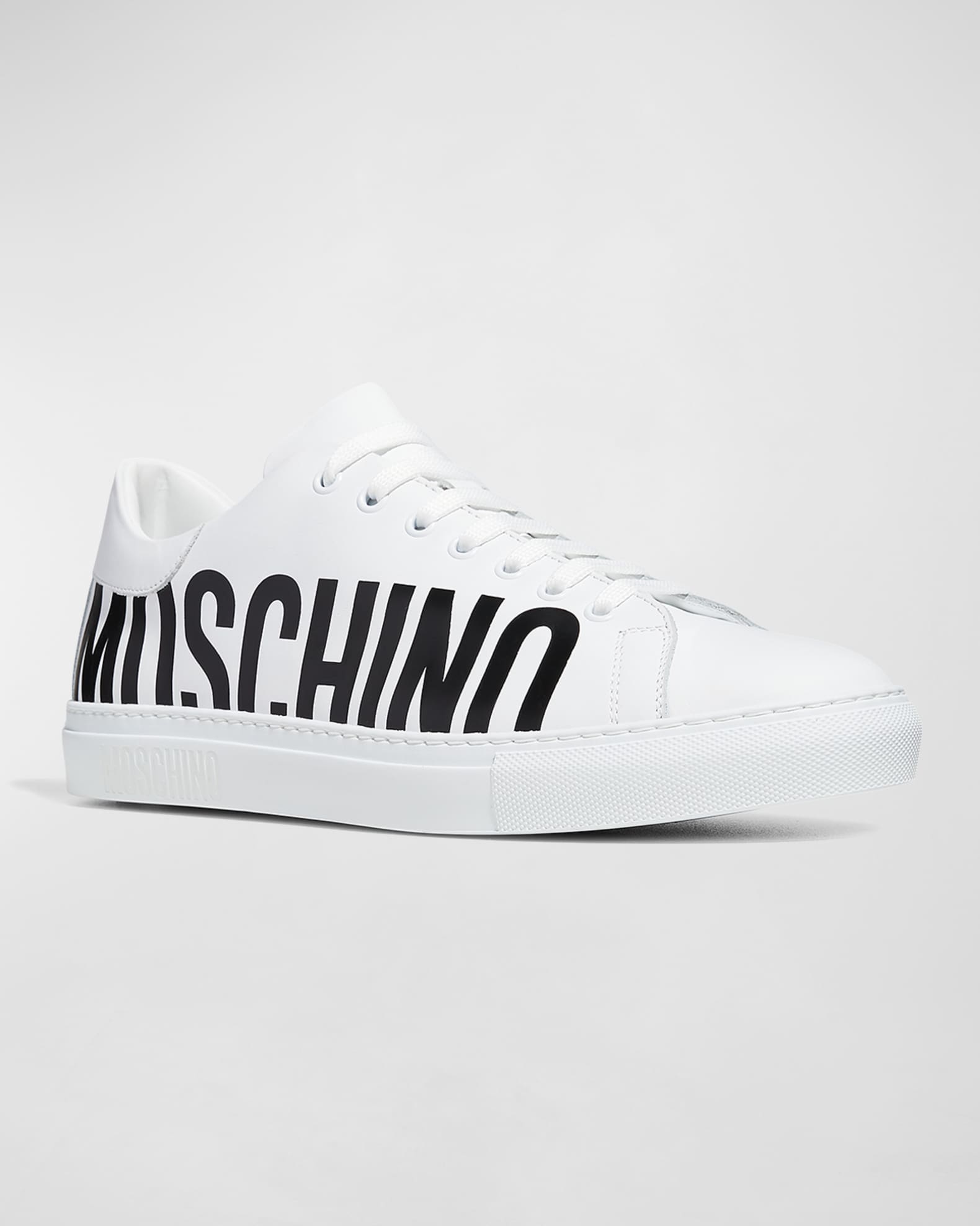 Moschino Men's Logo Leather Low-Top Sneakers | Neiman Marcus