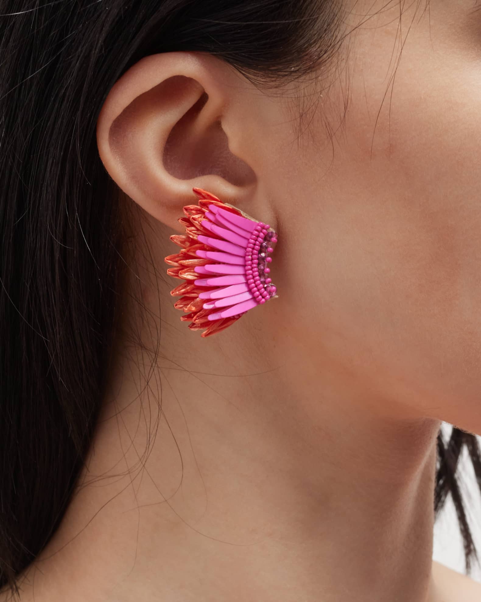 Mini Raffia Madeline White Earrings 1