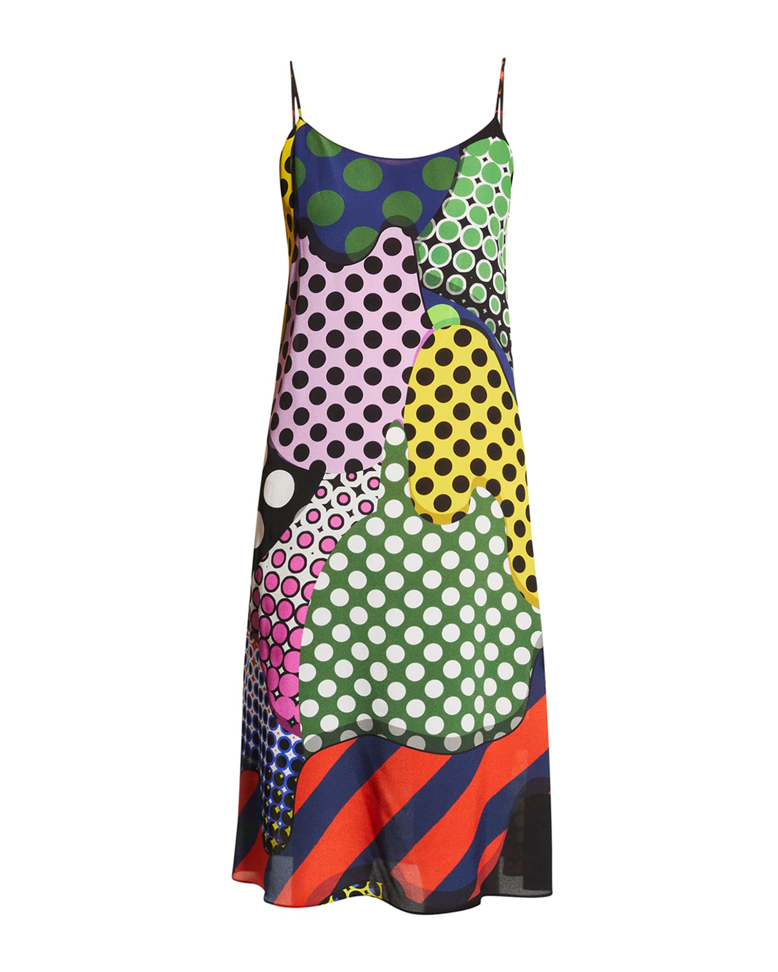 Libertine Roy Patchwork-Print Chiffon Slip Dress | Neiman Marcus