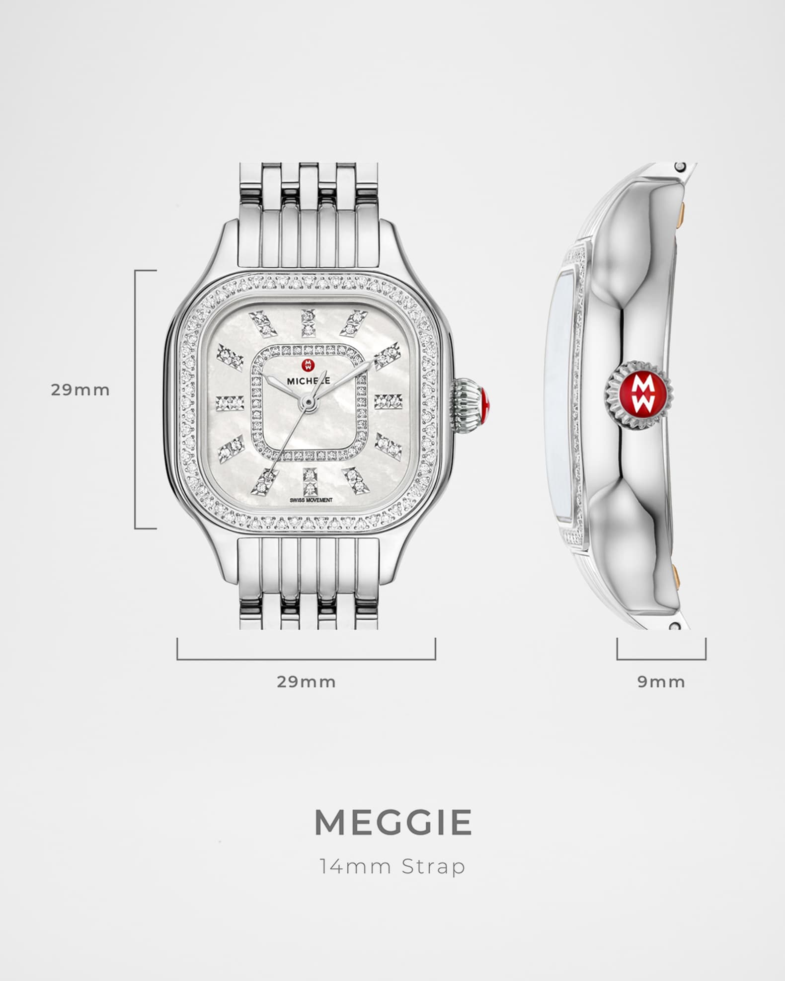 MICHELE Meggie Diamond Bezel and Mother-of-Pearl Watch, Gold-Tone