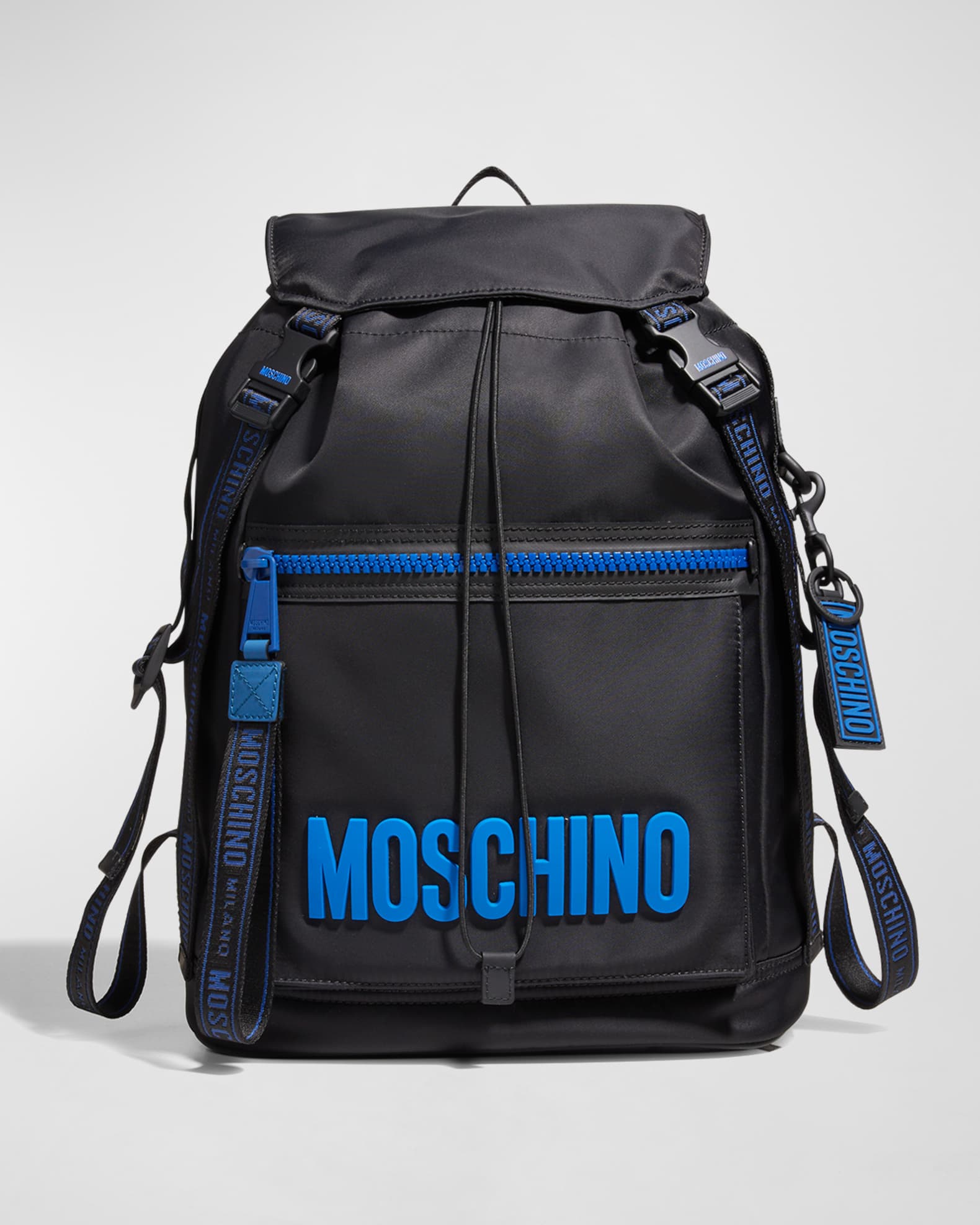 All-Over Logo Multi-Pocket Backpack Unisex Black Moschino