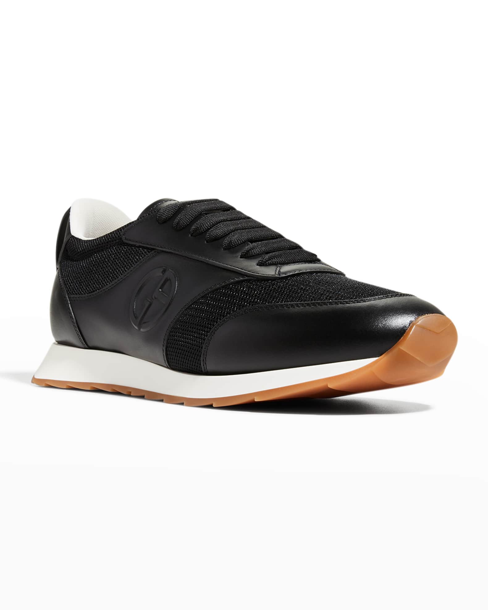 Giorgio Armani Men's Mesh & Leather GA-Logo Low-Top Sneakers | Neiman ...