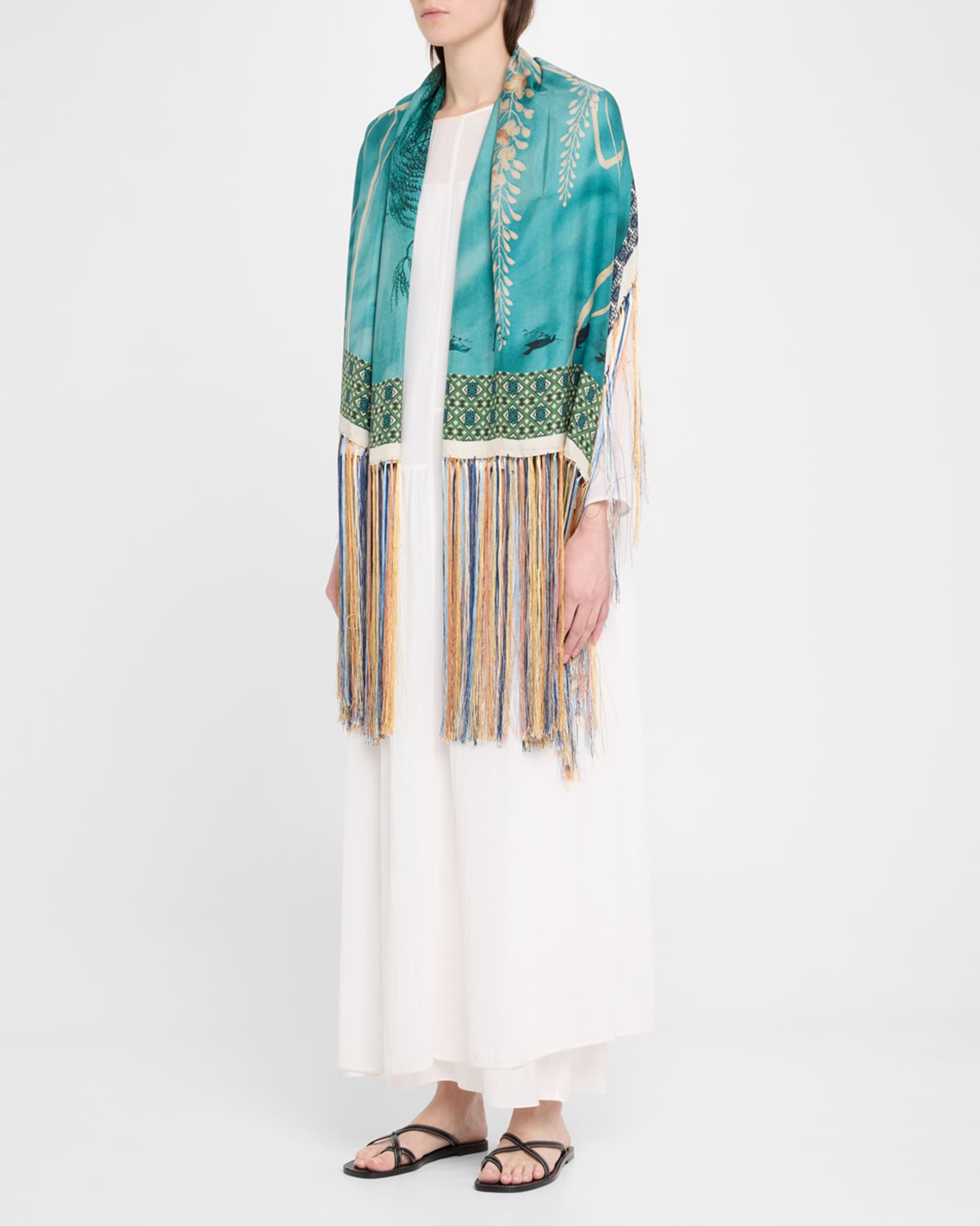 Multi-Color Patterned Silk Shawl  1